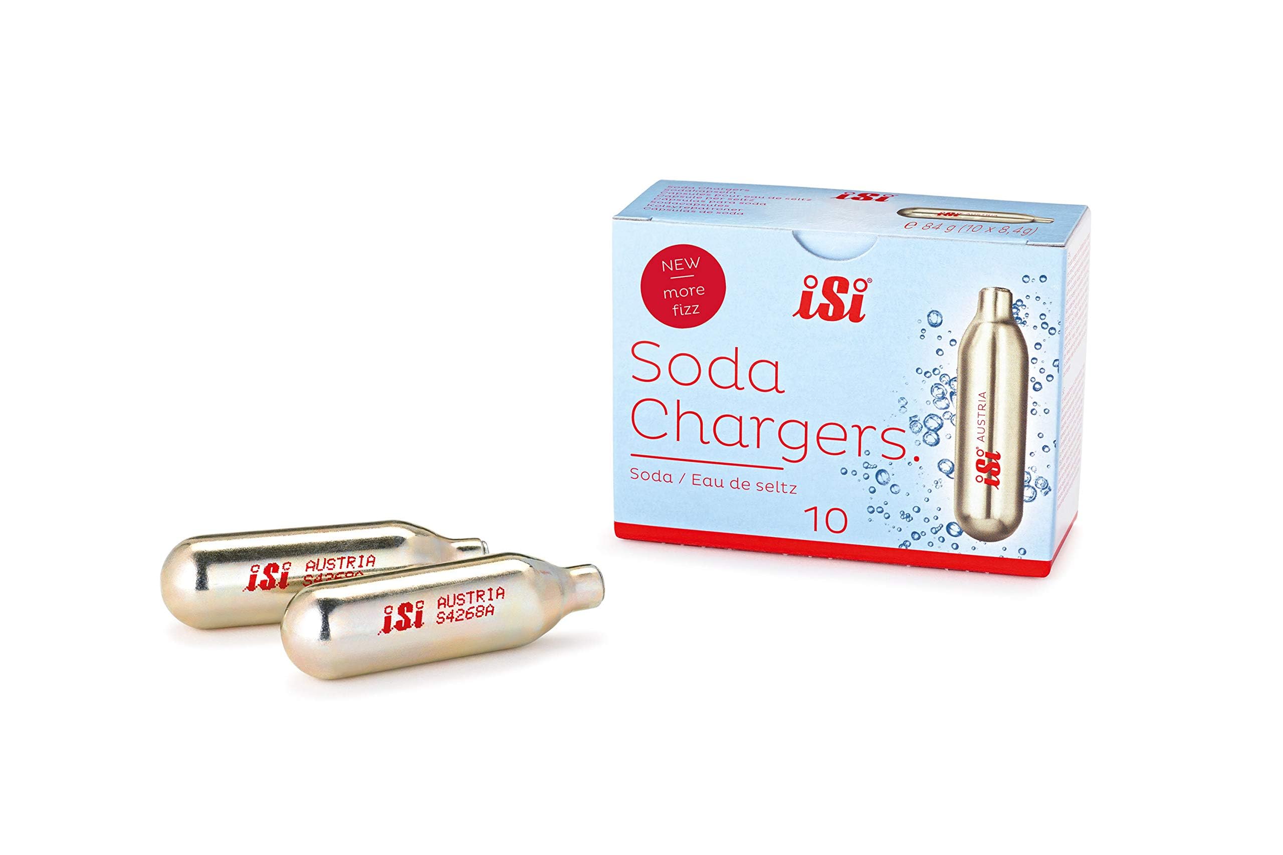 iSi North America CO2 Soda Siphon Chargers 8.4g - 30-Pack Carbon Dioxide Cartridges for Classic SodaMaker & Stainless Steel Siphon | Made in Austria | Eco-Friendly Recyclable Gold Cartridges | Perfect for Home Carbonation, Sparkling Water & Cocktail Making
