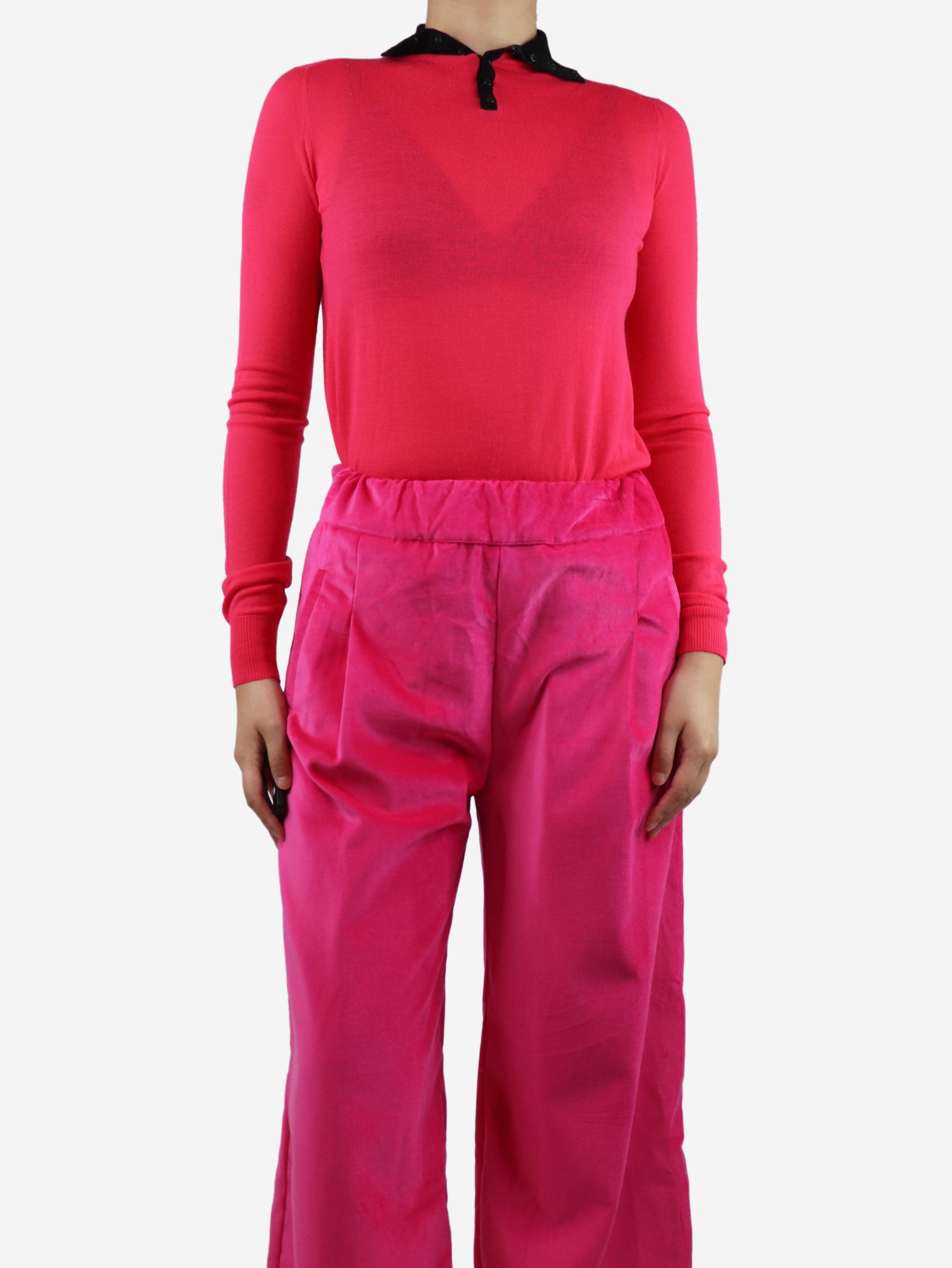 Bright Pink High Neck Wool Sweater for Women - Size S | Warm Winter Fashion & Casual Outfit Essential