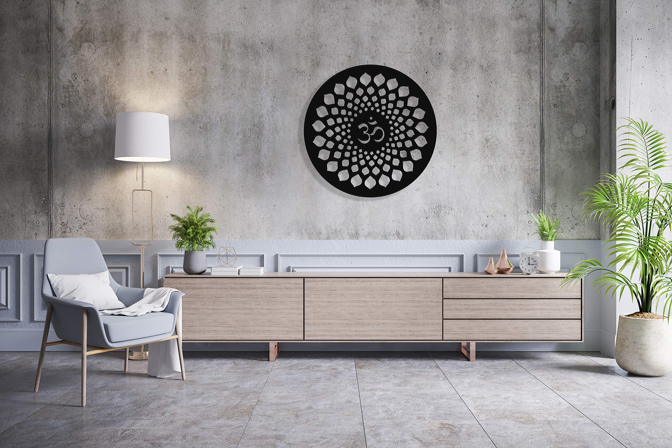 ReinCarvation 30 Inch Metal Wall Art Decor - Om Symbol Sign for Home, Office & Living Room - Perfect Housewarming Gift for Spiritual & Modern Interior Design