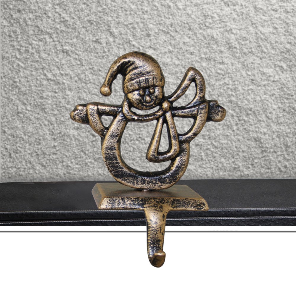 Classic Christmas Stocking Holders for Fireplace Mantel - 4 Pack Metal Xmas Stocking Hangers, Free Standing Holiday Decorations for Indoor Tree, Snowman, and Stocking Display - Perfect for Home, Office, and Holiday Party Decorating