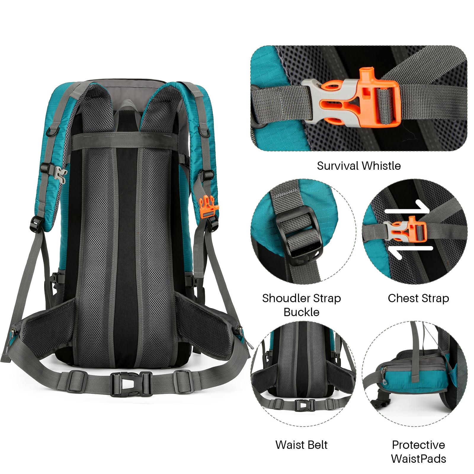 OKYUK 70L Waterproof Hiking Backpack - Lightweight Camping Backpack for Mountain Climbing, Outdoor Sports, Travel & Cycling - Durable Daypack with Rain Cover (Green, 70L) - Perfect for Weekend Adventures, Trekking & Backpacking Trips