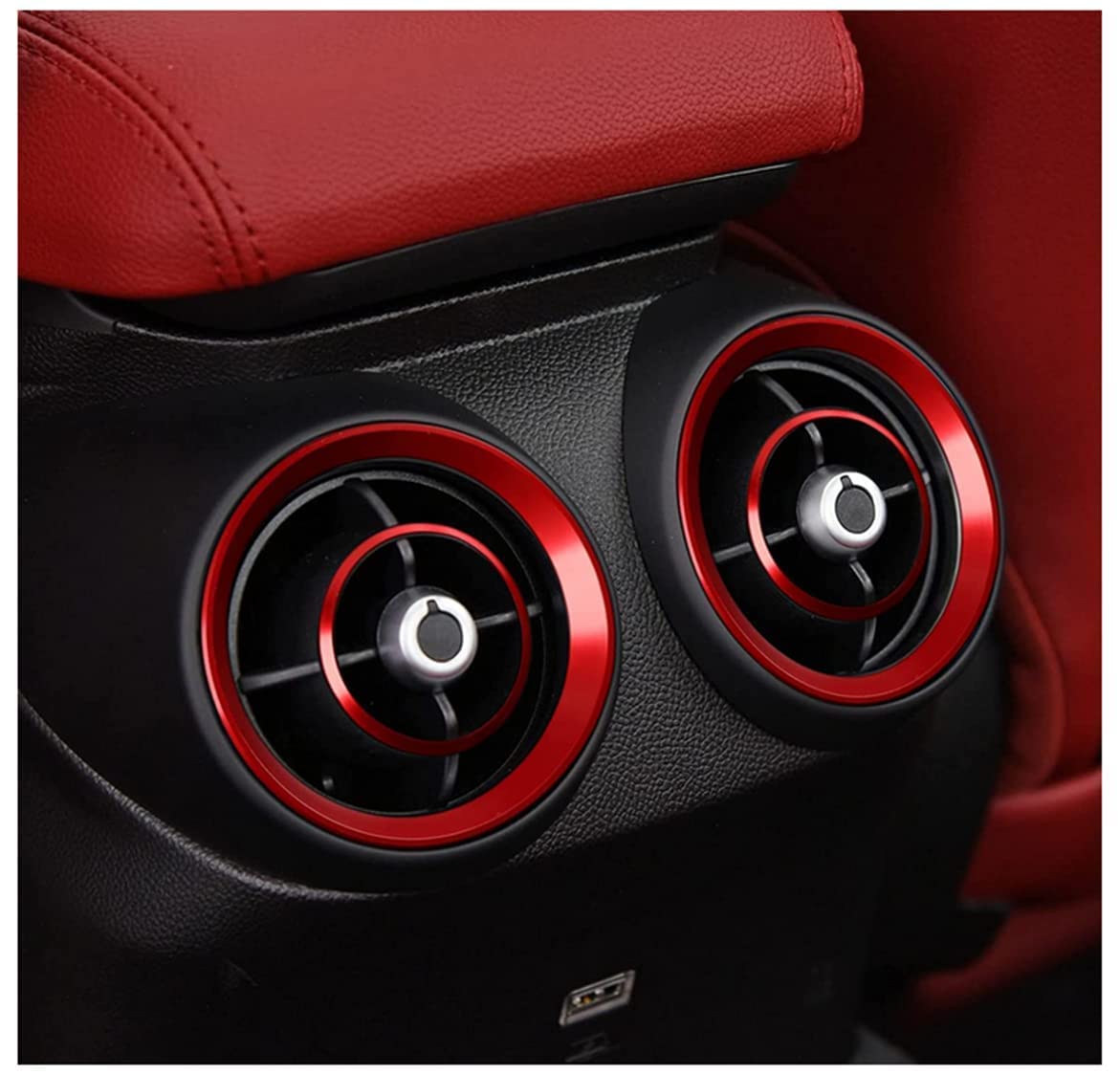 Alfa Romeo Giulia Stelvio Interior Upgrade Kit - Red Alloy Vent Rings (2015-2023) for Car Customization
