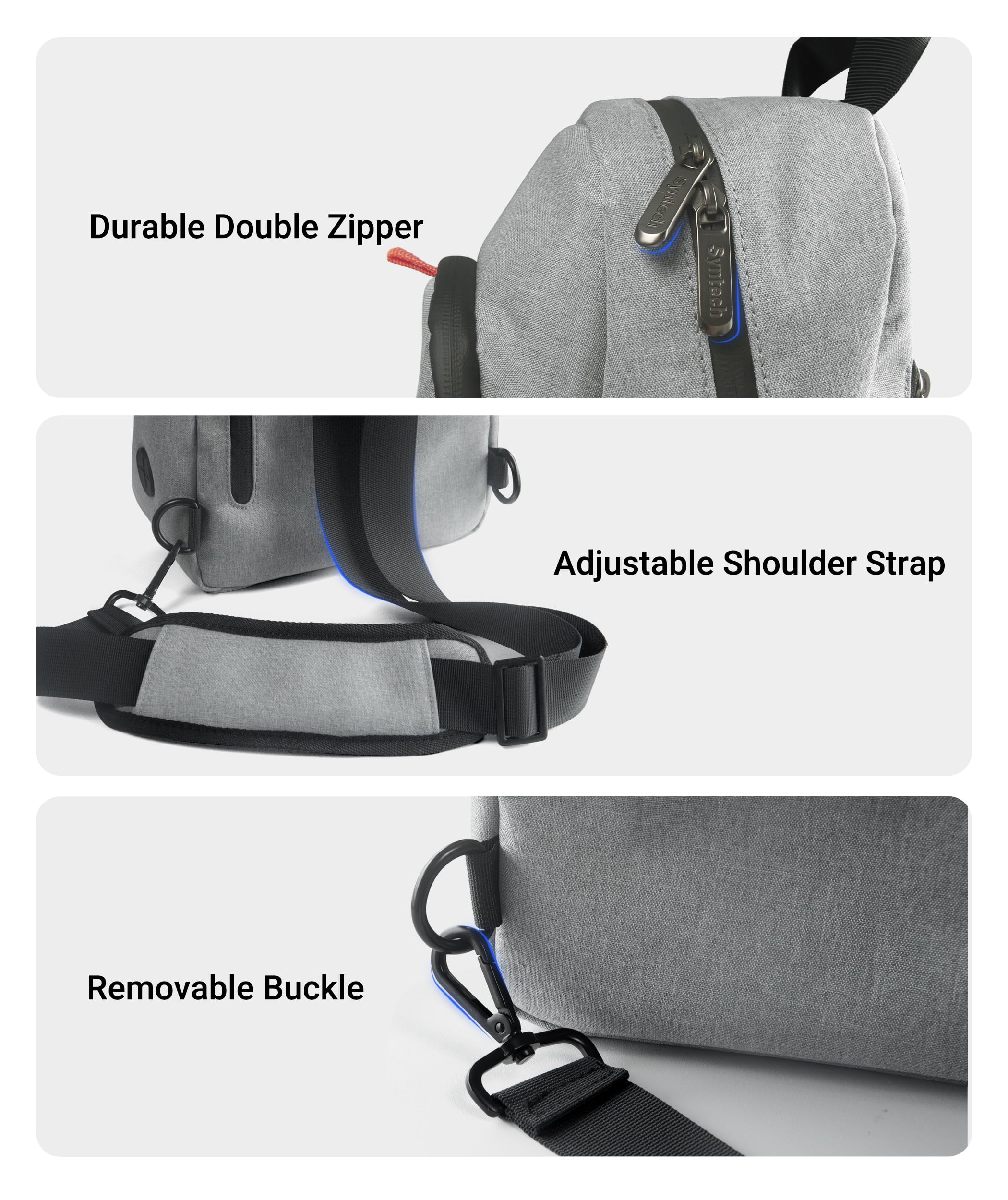 Syntech Portable Travel Sling Bag for Steam Deck OLED, ROG Ally X, Legion Go S, Nintendo Switch 2 & PS Portal - Large Storage Carrying Case for Gaming Consoles & Accessories (Gray) | Perfect for Travel, Commuting & Gaming On-The-Go