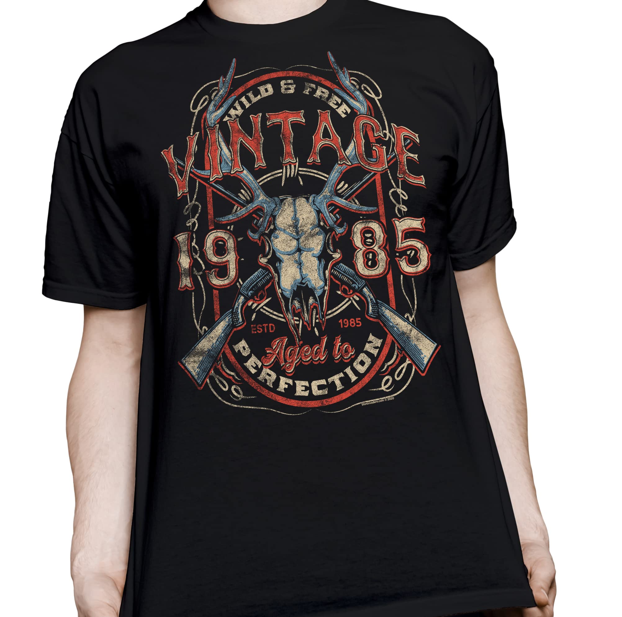 Vintage Deer Skull 1985 Aged to Perfection - Unique 40th Birthday Gift for Men - Funny 40th Birthday T-Shirt - Perfect for Birthday Parties, Gag Gifts & Retro Theme Events