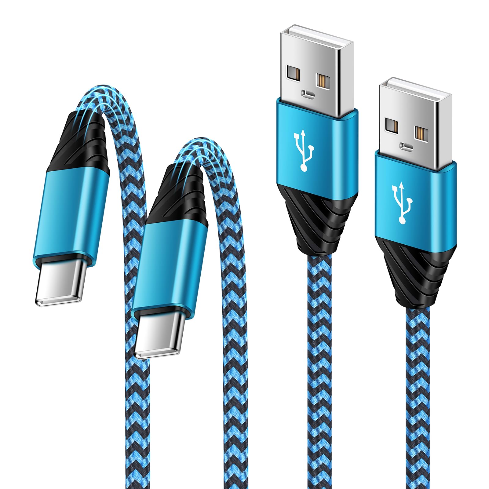 Samsung USB C Charger Cable 6FT + 3FT, Nylon Braided Fast Charging Type C Cable for Samsung Galaxy A16/A15/A14/A55/A54/A35/S25/S24 Ultra/S23+/S22/S21/S20/Z Flip 6, iPhone 16/15 Pro, Huawei, LG - Perfect for Home, Office & Travel Charging