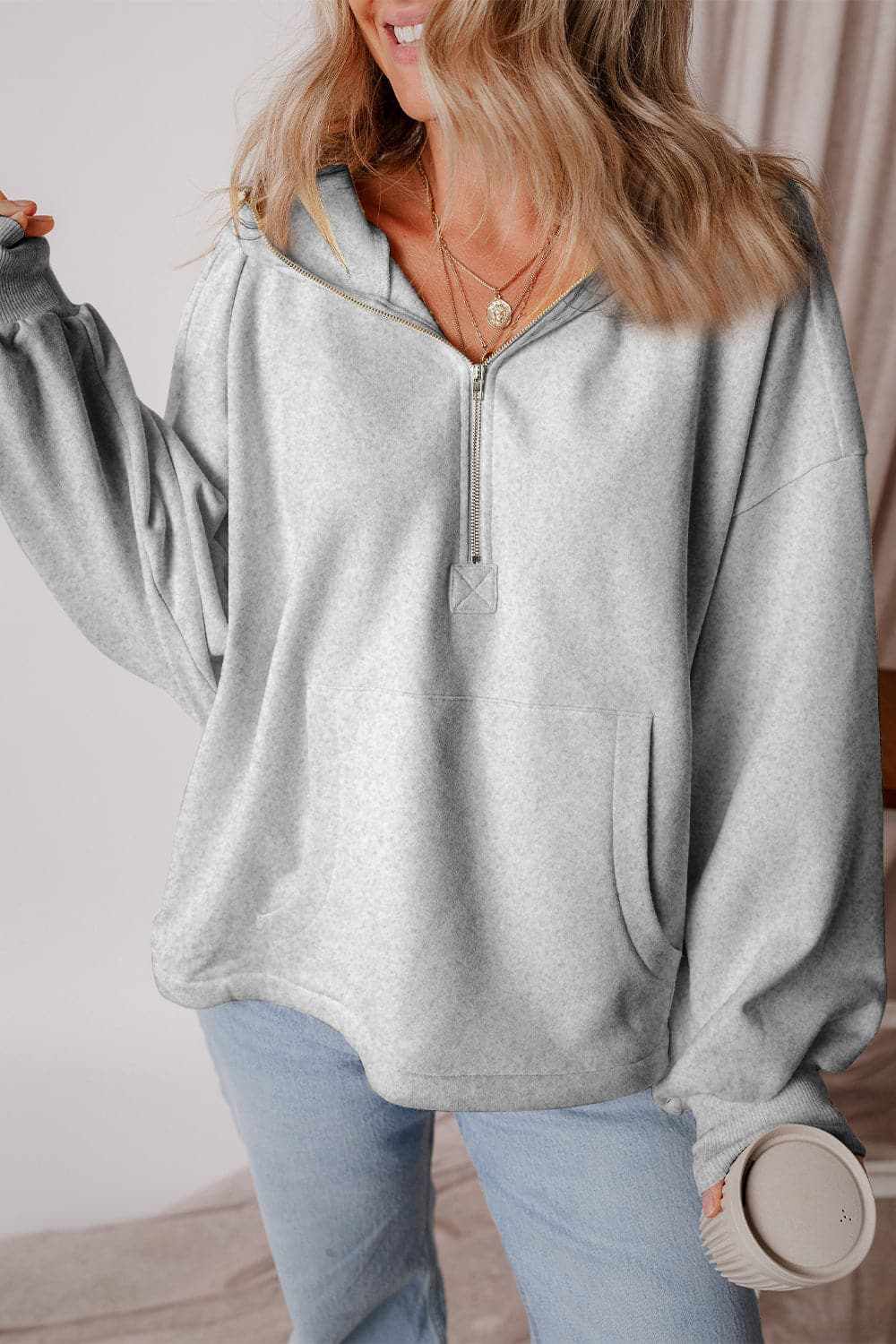 Men's Casual Half Zip Hoodie with Kangaroo Pockets - Lightweight Pullover for Outdoor Activities & Lounge Wear