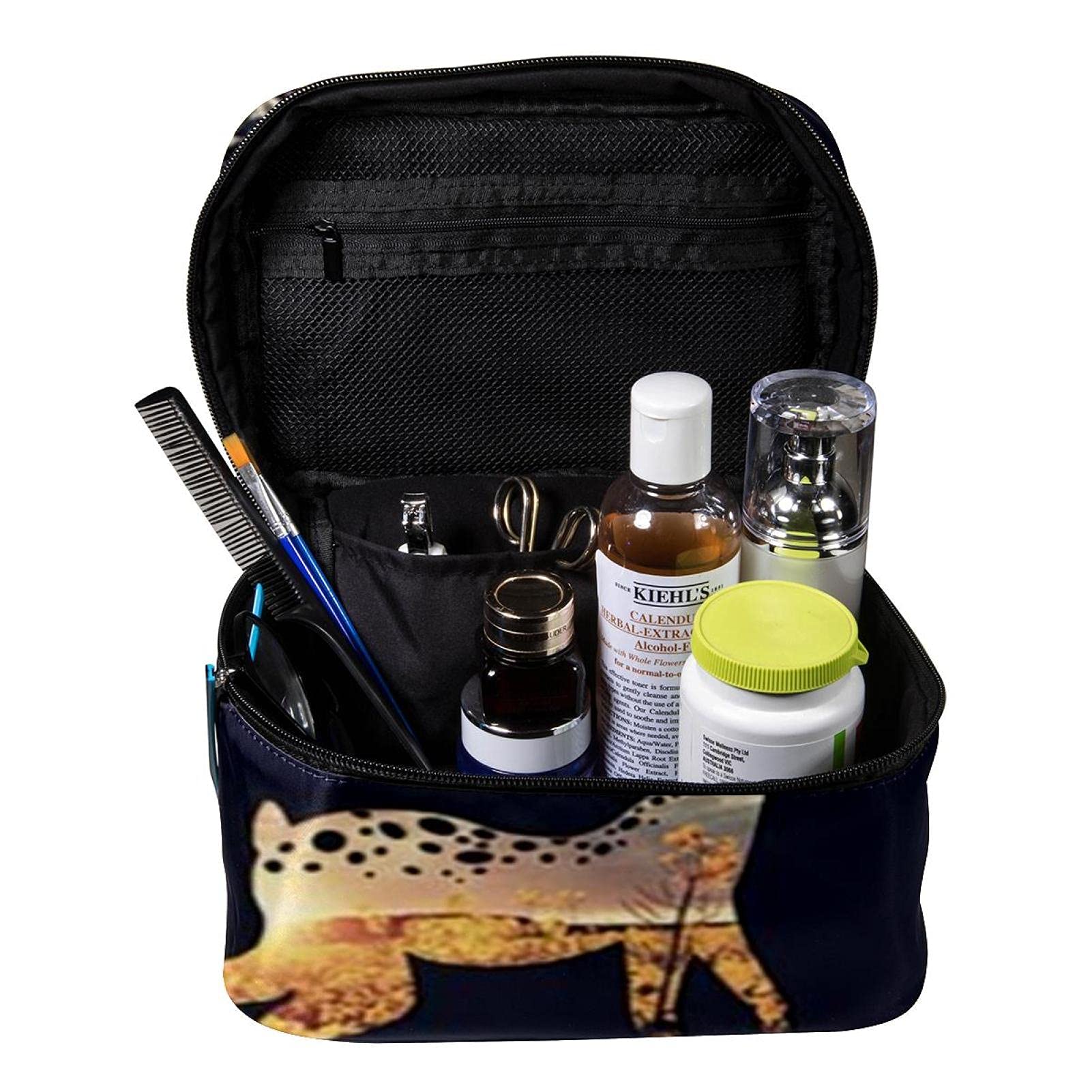 Stylish Large Sika Deer Print Travel Makeup Bag - Waterproof Cosmetic Organizer with Zipper for Women & Girls | Perfect for Vacation, Gym, Business Trips & Daily Essentials Storage