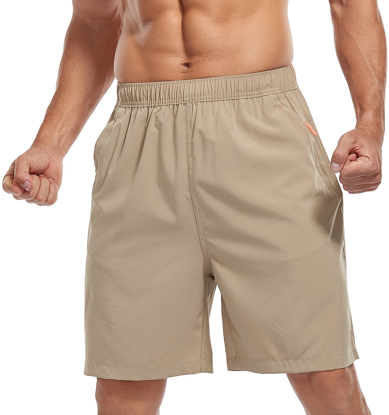 SPOSULEI Men's Quick-Dry Water Resistant Hiking Shorts - Lightweight Athletic Outdoor Shorts with Zipper Pockets for Running, Camping & Travel