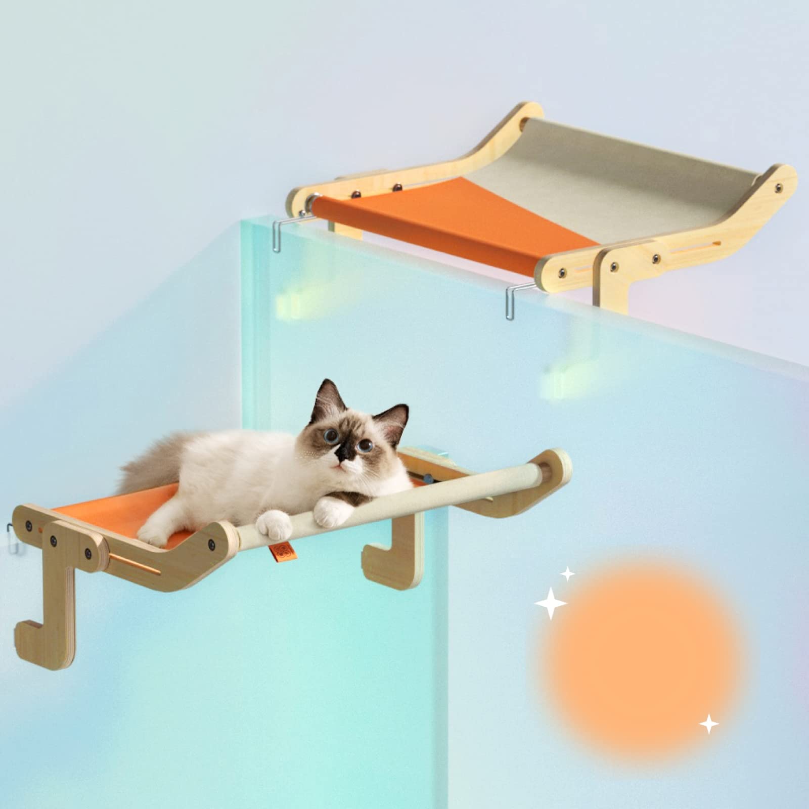 Premium Cat Window Perch - Sturdy Cat Bed Hammock & Window Seat for Indoor Cats - No Drilling Space-Saving Cat Shelf Holds 40 lbs - Perfect for Sunny Naps & Bird Watching