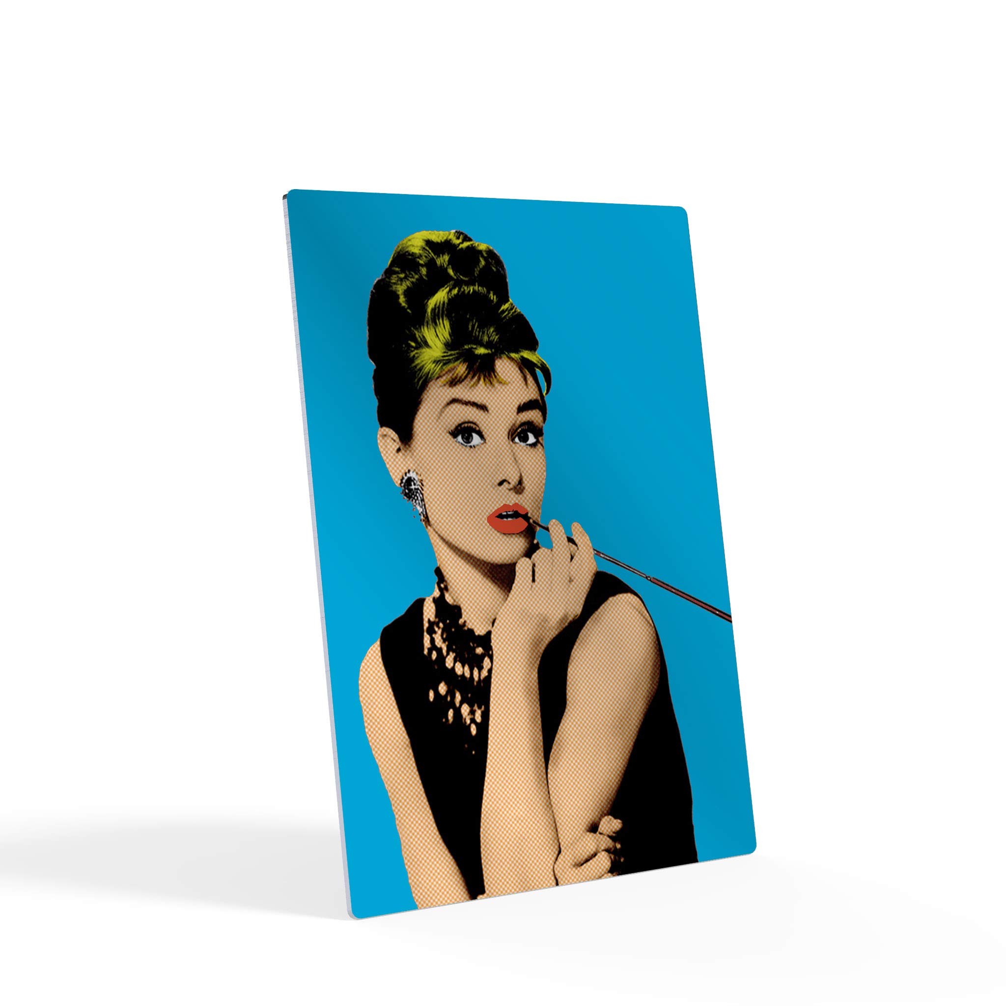 Audrey Hepburn Wall Art - Breakfast at Tiffany's Movie Poster - Blue Background Metal Print - 30x20 Inches - Modern Home Decor for Living Room & Bedroom - Made in USA | Perfect Gift for Film Lovers & Classic Hollywood Fans