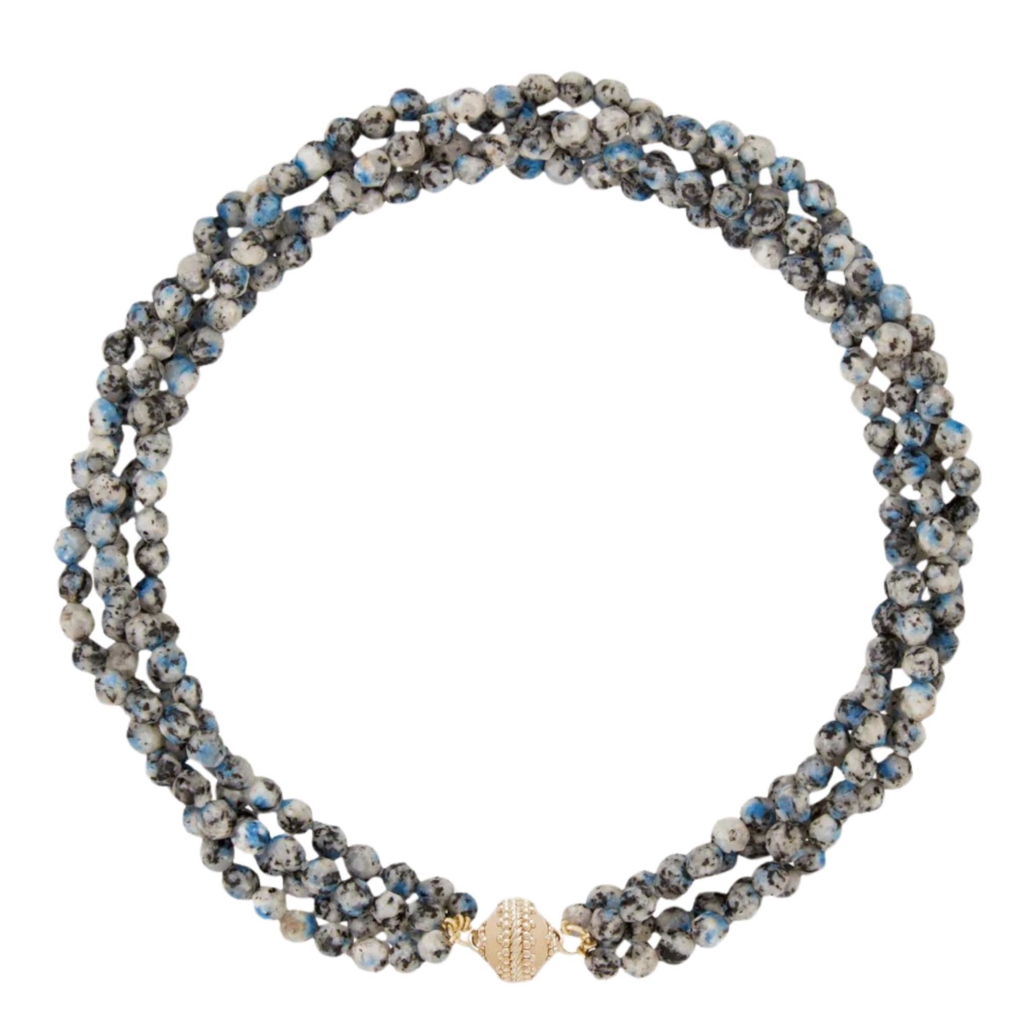 Clara Williams K2 Blue Azurite Multi Strand Beaded Necklace for Women - Elegant Boho Jewelry Gift for Birthday, Wedding & Special Occasions