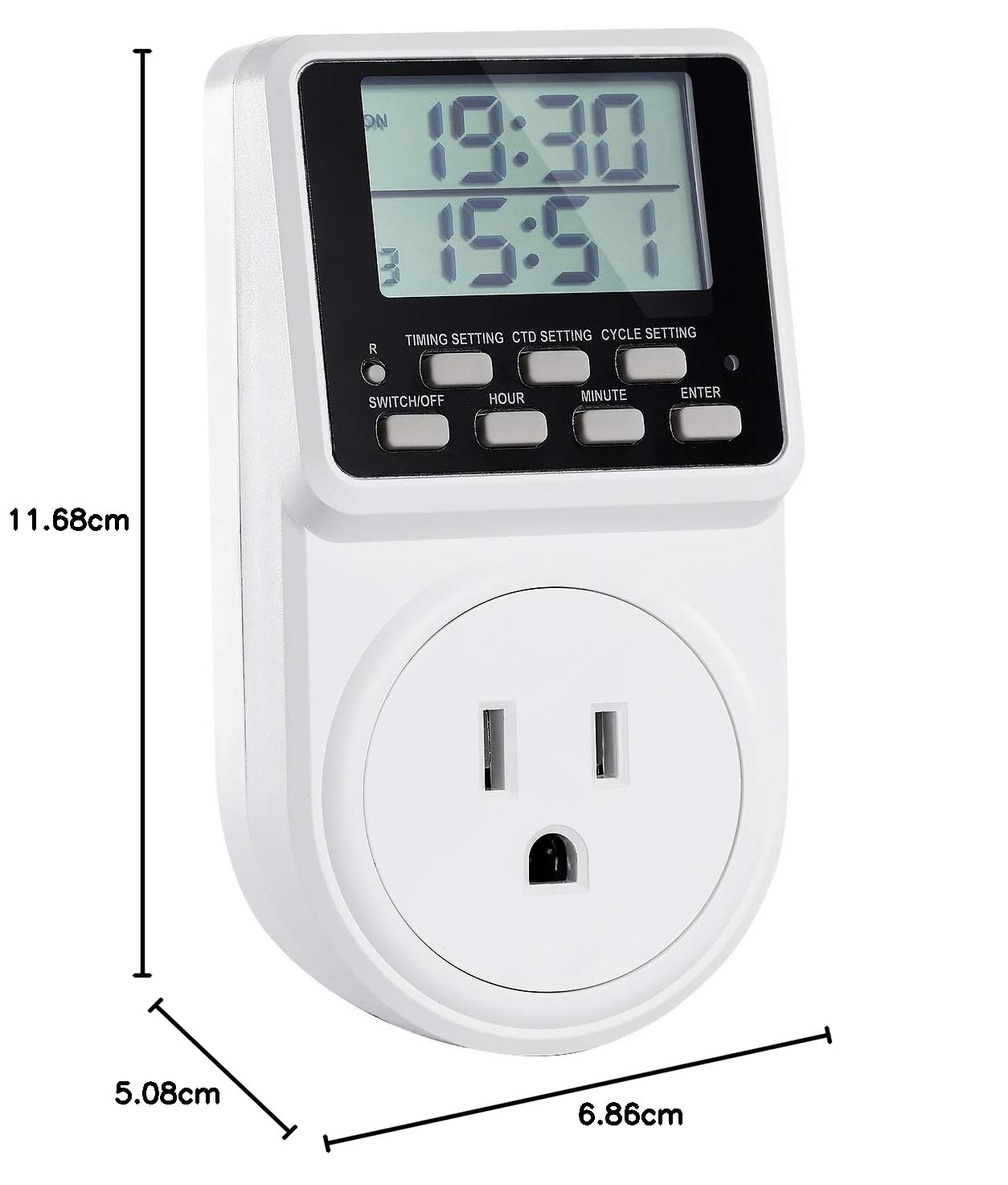 Techbee Digital Programmable Outlet Timer Plug - 24 Hour Countdown, 15A/120V Indoor Electrical Timer Switch with ON/OFF Delay & Repeat Cycle - Perfect for Holiday Lights, Aquariums, and Home Appliances