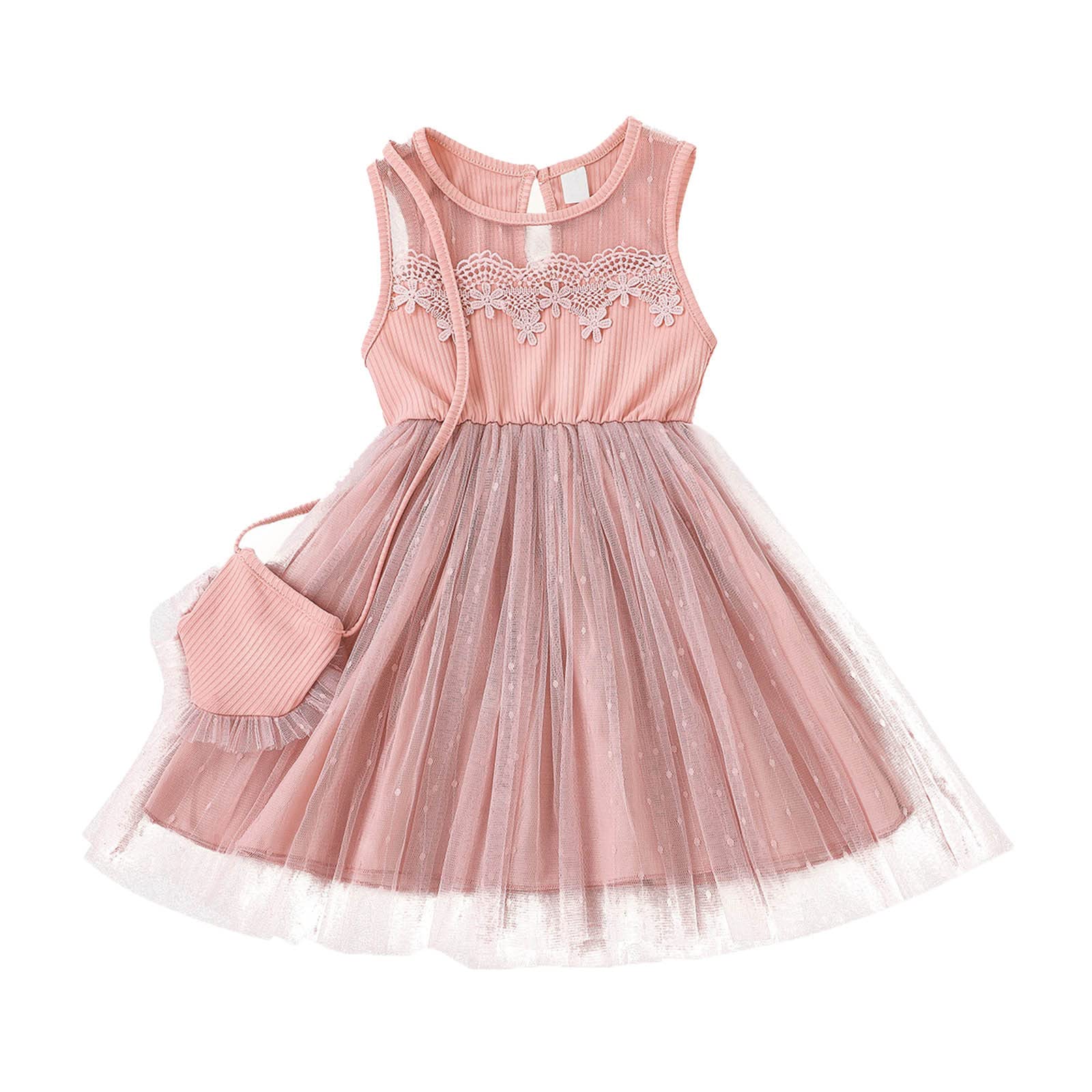 Girls Summer Lace Tulle Skirt - Soft Cotton Sleeveless Vintage Nightdress for Wedding, Party & Special Occasions | Perfect for Beach Vacations, Birthday Celebrations & Photo Shoots