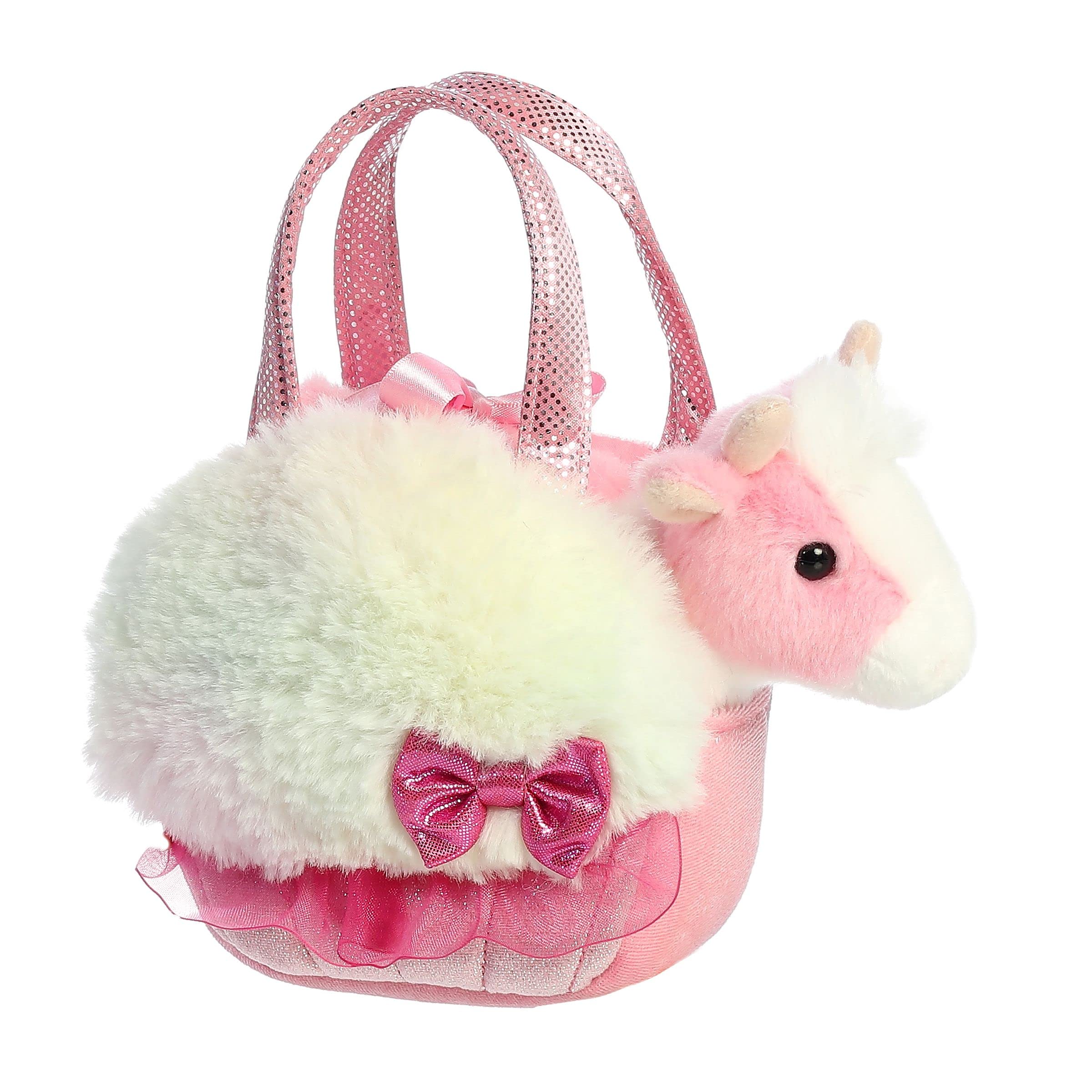 Aurora® Fashionable Rainbow Pink Stuffed Animal Plush Toy - 6 Inch Cute Soft Plushie for Girls, Kids, and Collectors - Perfect for Travel, Gifts, and Home Decor