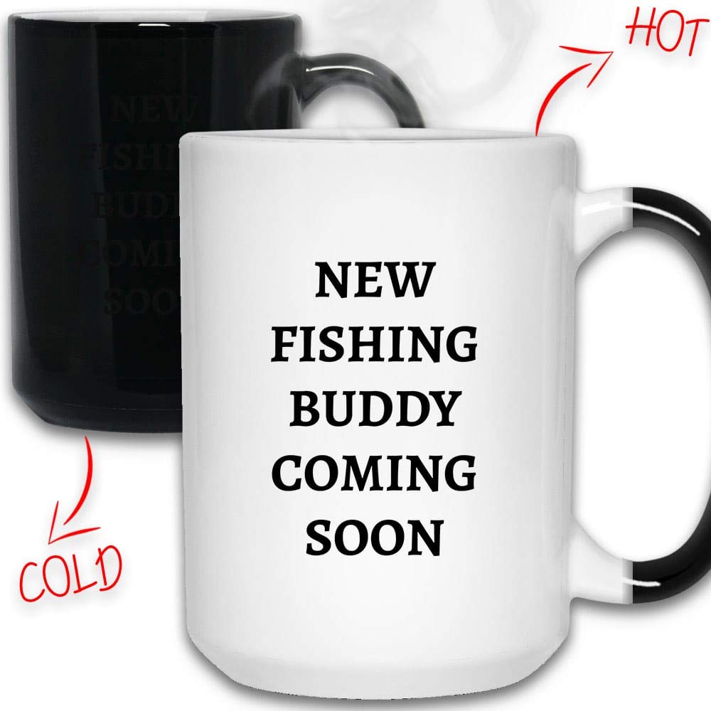 Funny Color Changing Mug - Ceramic Magic Coffee Cup 11oz & 15oz | Heat Sensitive Fishing Buddy Design | Perfect Gift for Anglers & Coffee Lovers | Office, Home & Camping Use