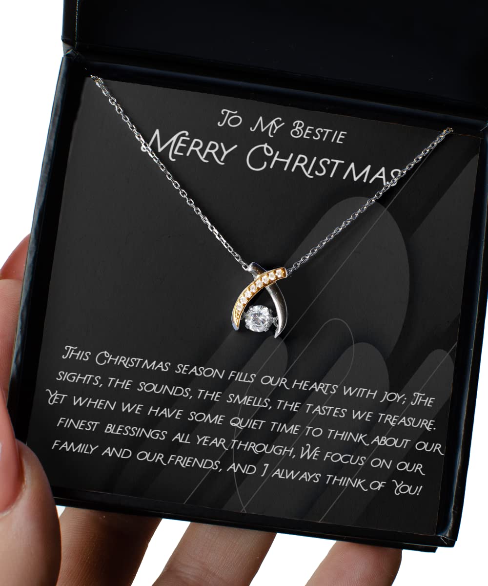 Best Friend Wishbone Dancing Necklace - Christmas Gift for Bestie, BFF Jewelry - Perfect for Holidays, Birthdays & Special Occasions