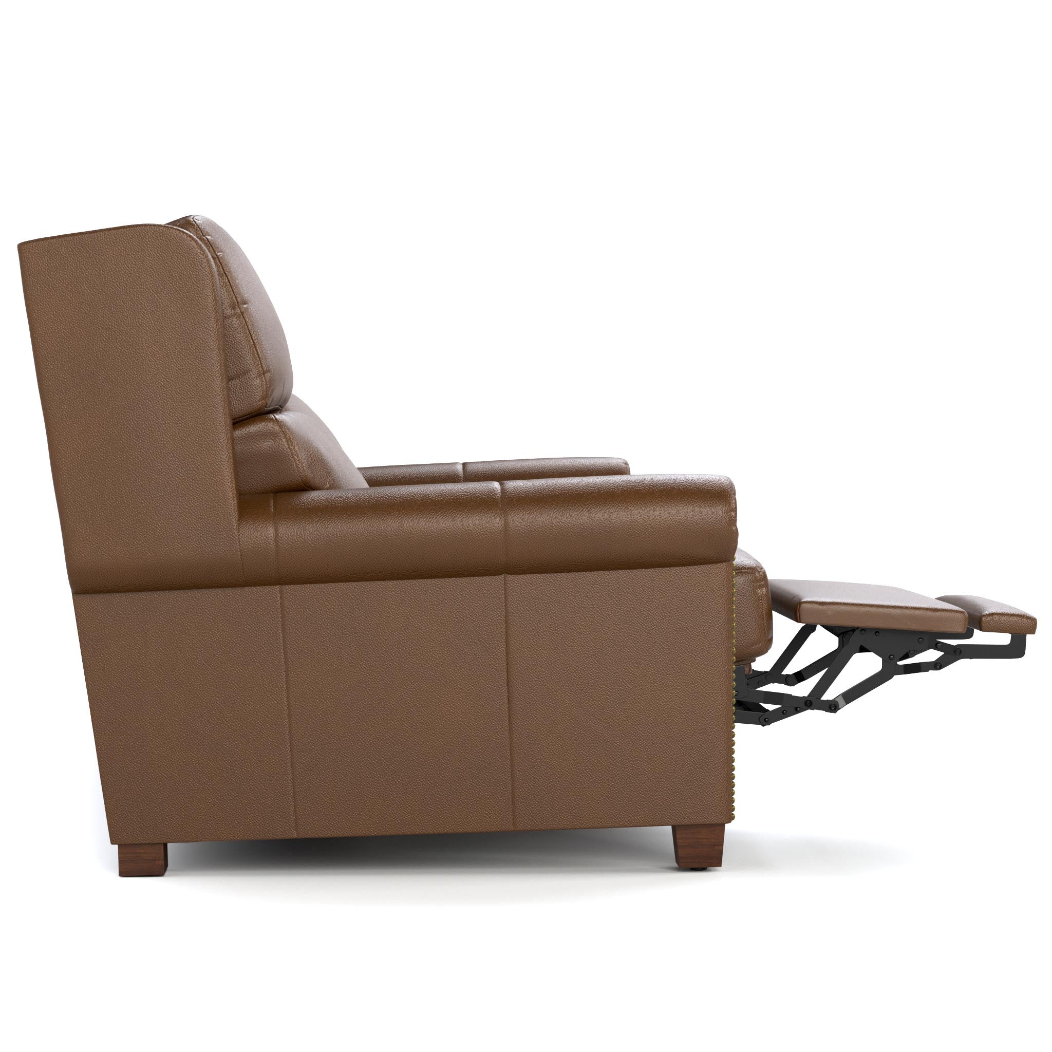 Woodlands Small Roll Arm Motion Sofa with Nails - Comfortable Reclining Couch for Living Room, Home Theater, and Family Room Relaxation