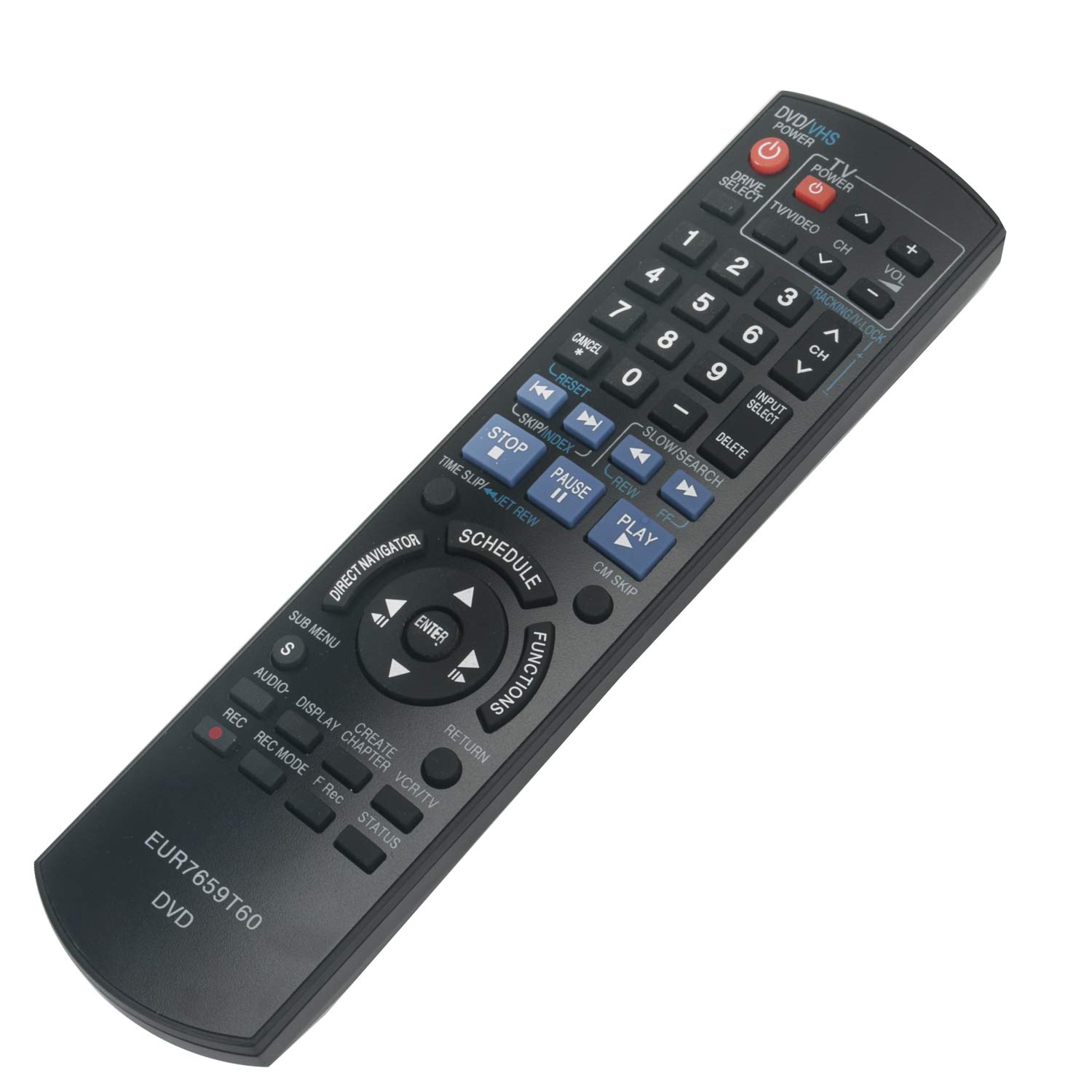 Panasonic DVD VCR Recorder Remote Control Replacement for DMR-EZ37/EZ47 Series (DMR-EZ37K, EZ37V, EZ37VK, EZ37VP, EZ37VS, EZ475) - Compatible with Diga Models - Perfect for Home Entertainment Systems & Media Playback