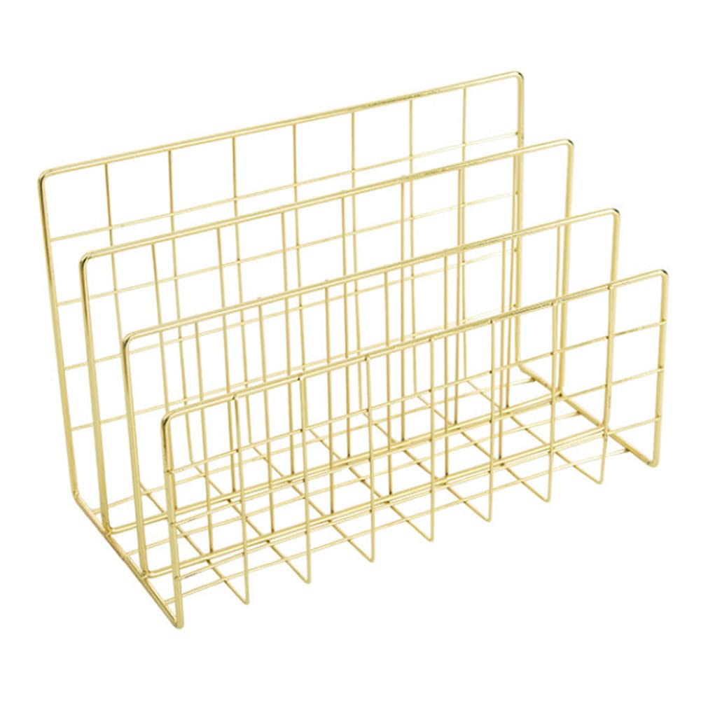 Jorzer 3-Tier Metal Desktop Letter Tray Organizer - Golden File Holder for Mail, Documents & Books | Office Desk Organizer with Stackable Design for Home & Workspace Organization