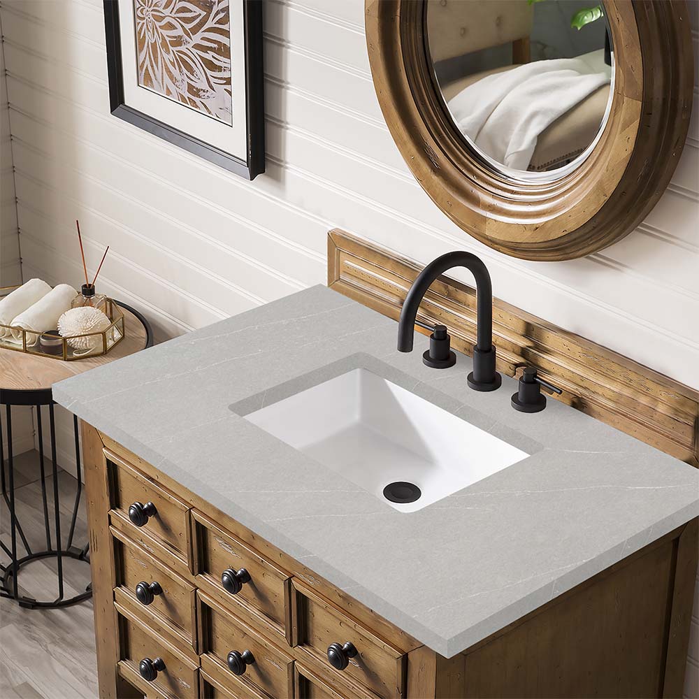 James Martin Vanities Malibu Collection 36-Inch Single Bathroom Vanity in Honey Alder with Countertop Options - Perfect for Modern Bathroom Remodeling and Home Renovation Projects