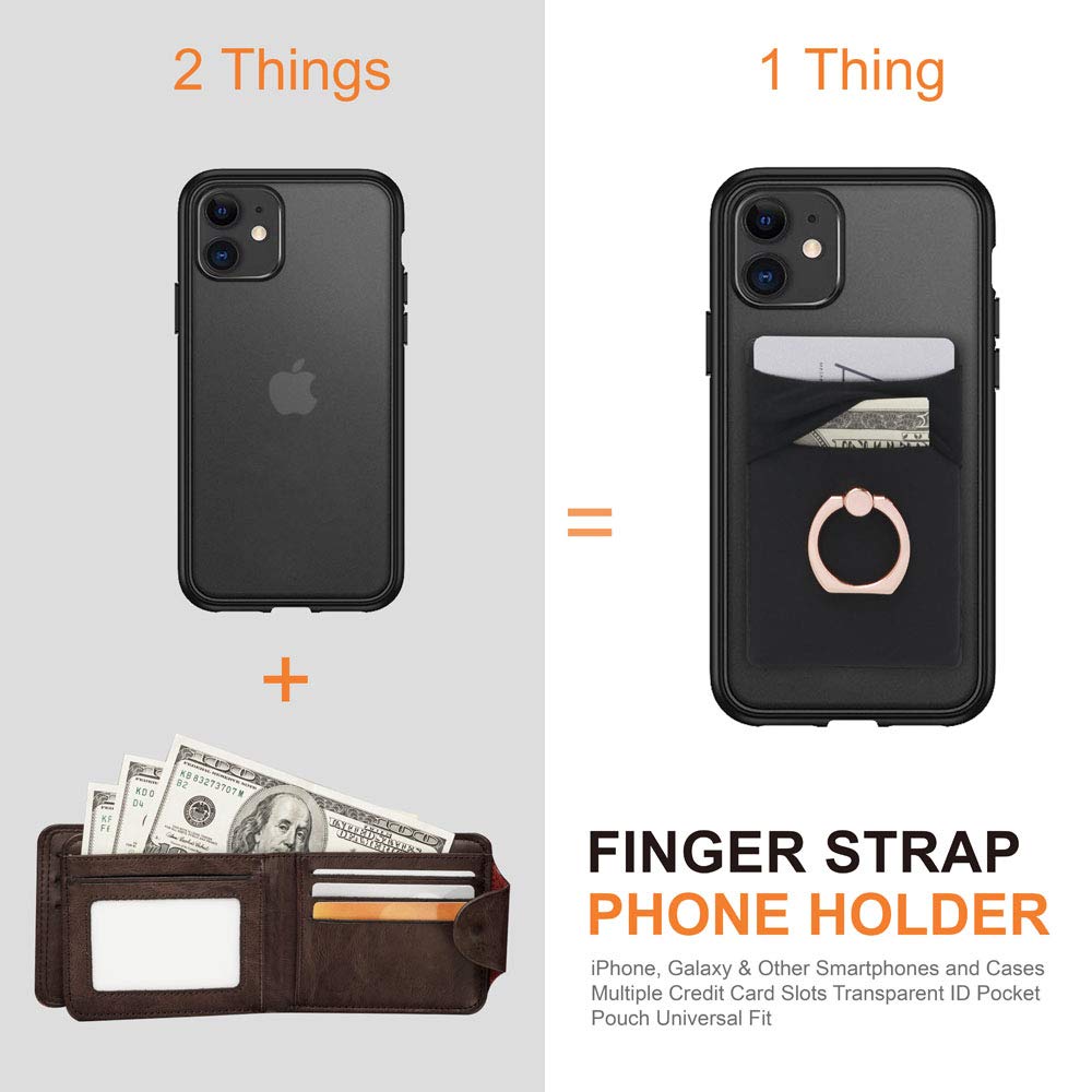 4-in-1 Magnetic Phone Wallet with Card Holder, Finger Strap & Kickstand - Stretchable Spandex Sleeve for iPhone 11/12/13/14, Samsung Galaxy - Perfect for Gym, Travel & Everyday Use