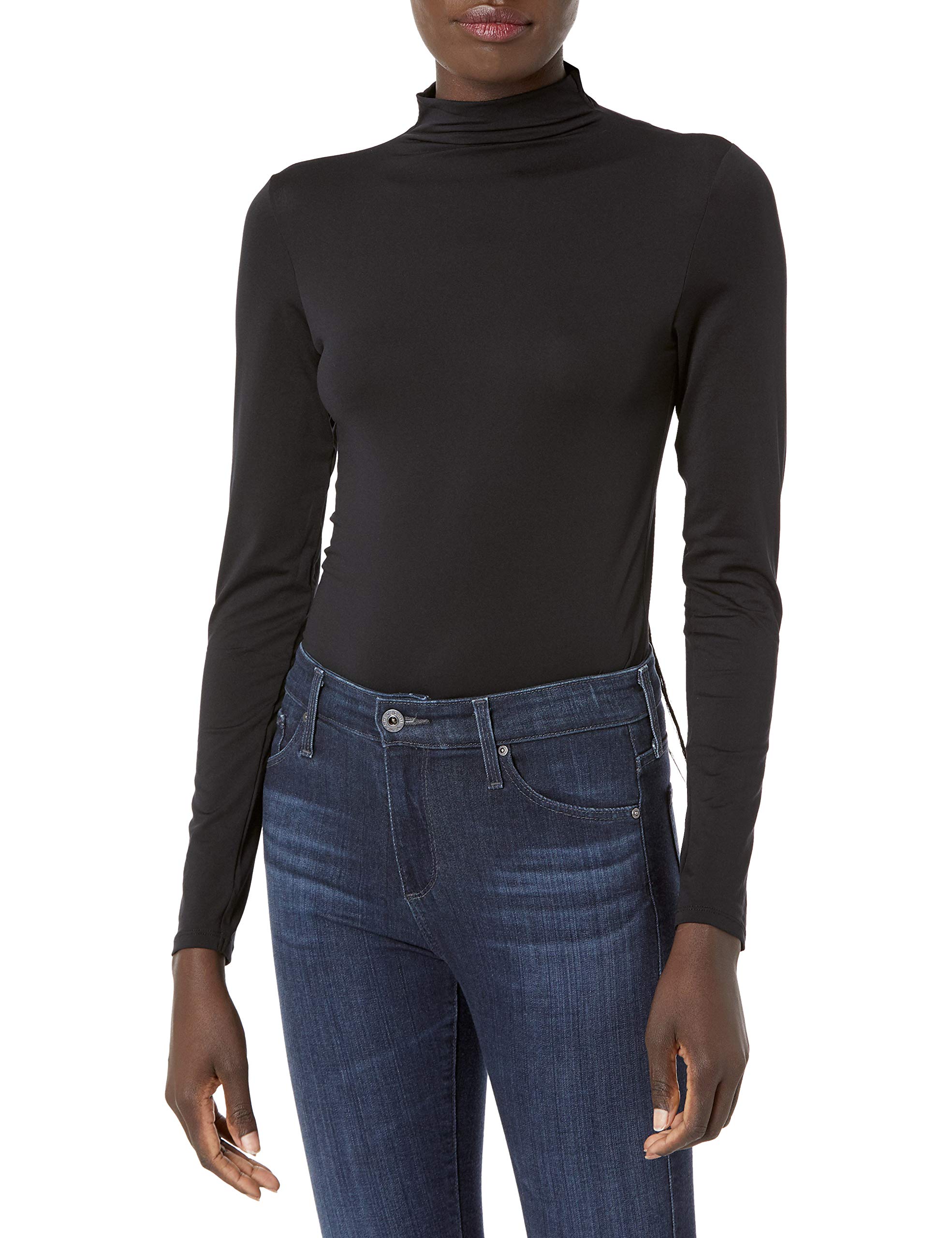 Vince Women's Long Sleeve Mock Neck Bodysuit - Stretchy Slim Fit Basic Top for Layering | Perfect for Work, Date Night & Everyday Wear