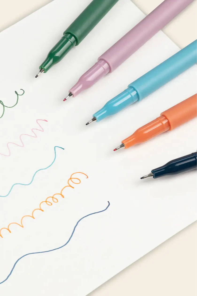 Quintet Fineliners Set of 5 - Premium Fine Tip Drawing Pens for Artists, Sketching & Bullet Journaling - Perfect for Calligraphy, Doodling & Note Taking
