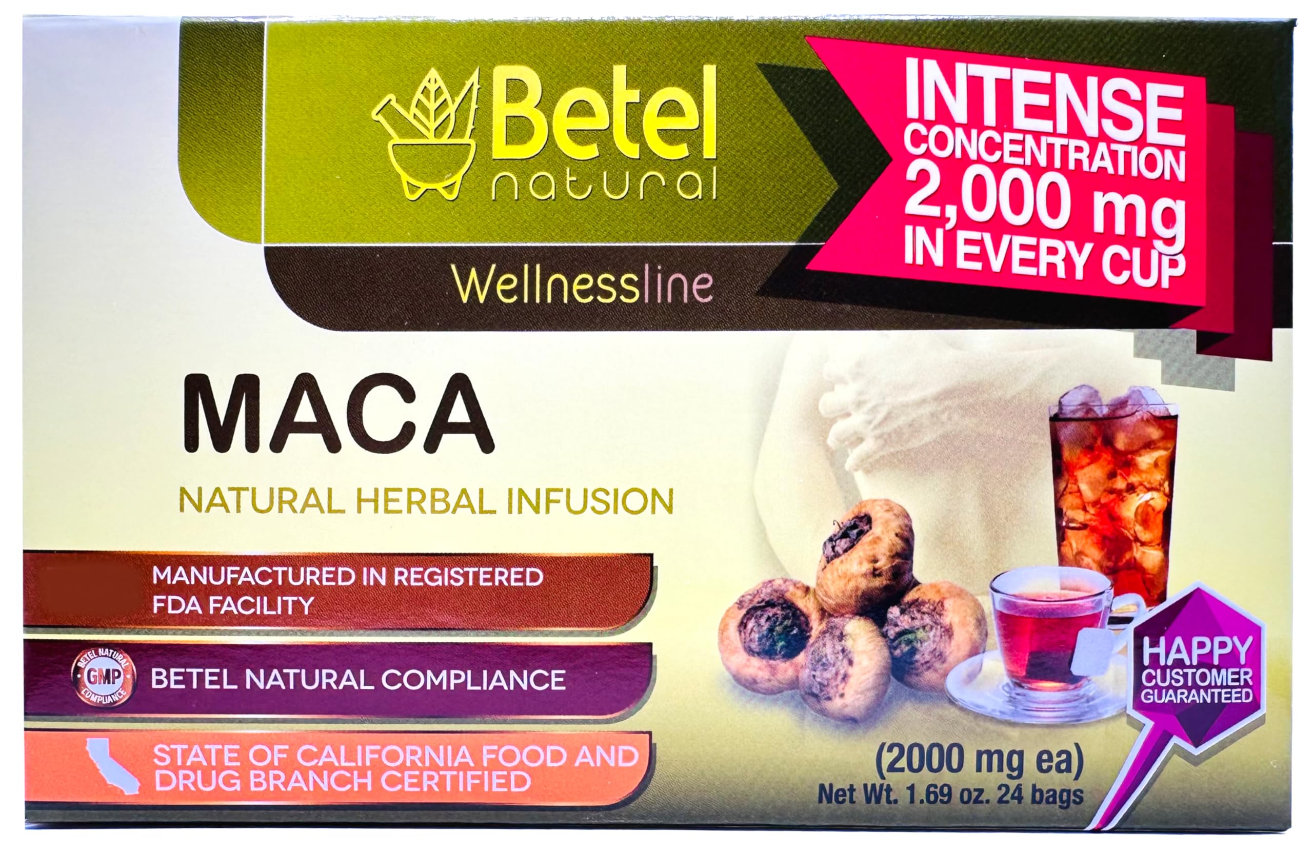 Organic Peruvian Maca Root Tea - 100% Natural Energy Booster with Powerful Flavonoids - 24 Herbal Tea Bags for Stress Relief & Hormonal Balance - Perfect for Morning Boost or Afternoon Pick-Me-Up
