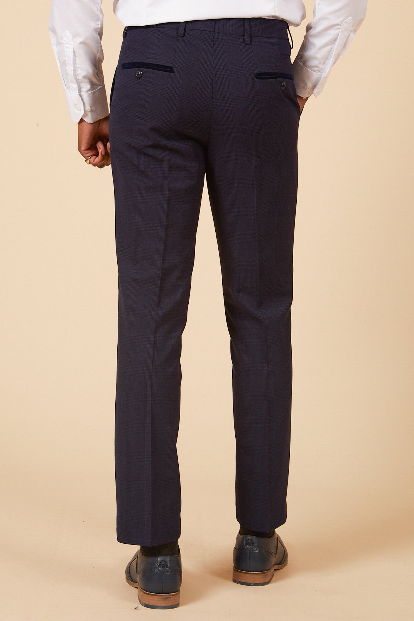 BROMLEY Navy Check Three Piece Suit for Men - Premium Wool Blend Formal Attire | Perfect for Weddings, Business Meetings & Special Occasions