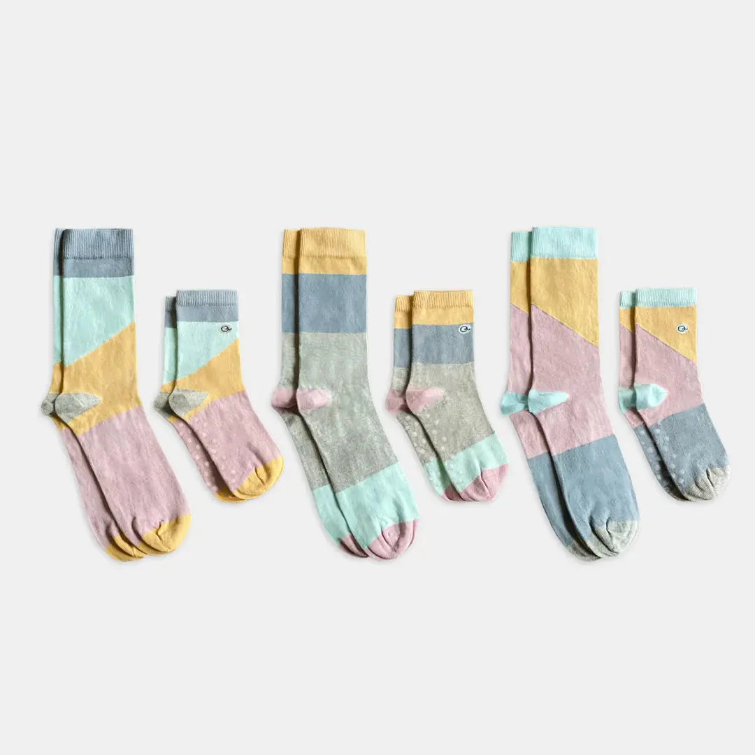 Colorful Matching Family Crew Socks 6-Pack - 98% Organic Cotton - Soft & Comfortable for Daily Wear, Sports, and Casual Outfits