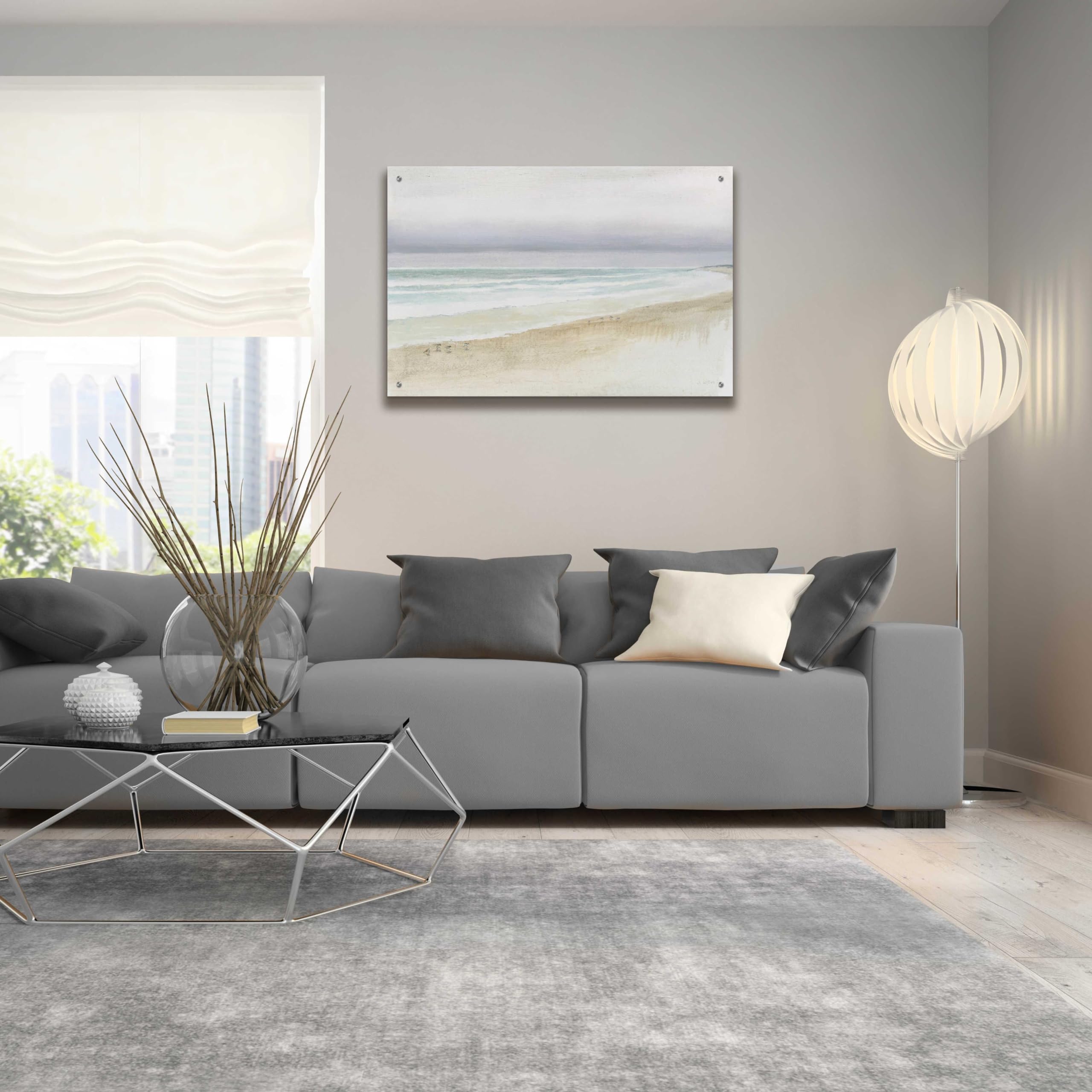 Serene Seaside Acrylic Glass Wall Art by James Wiens - 36x24 Inches Modern Ocean Painting for Living Room, Bedroom & Office Decor