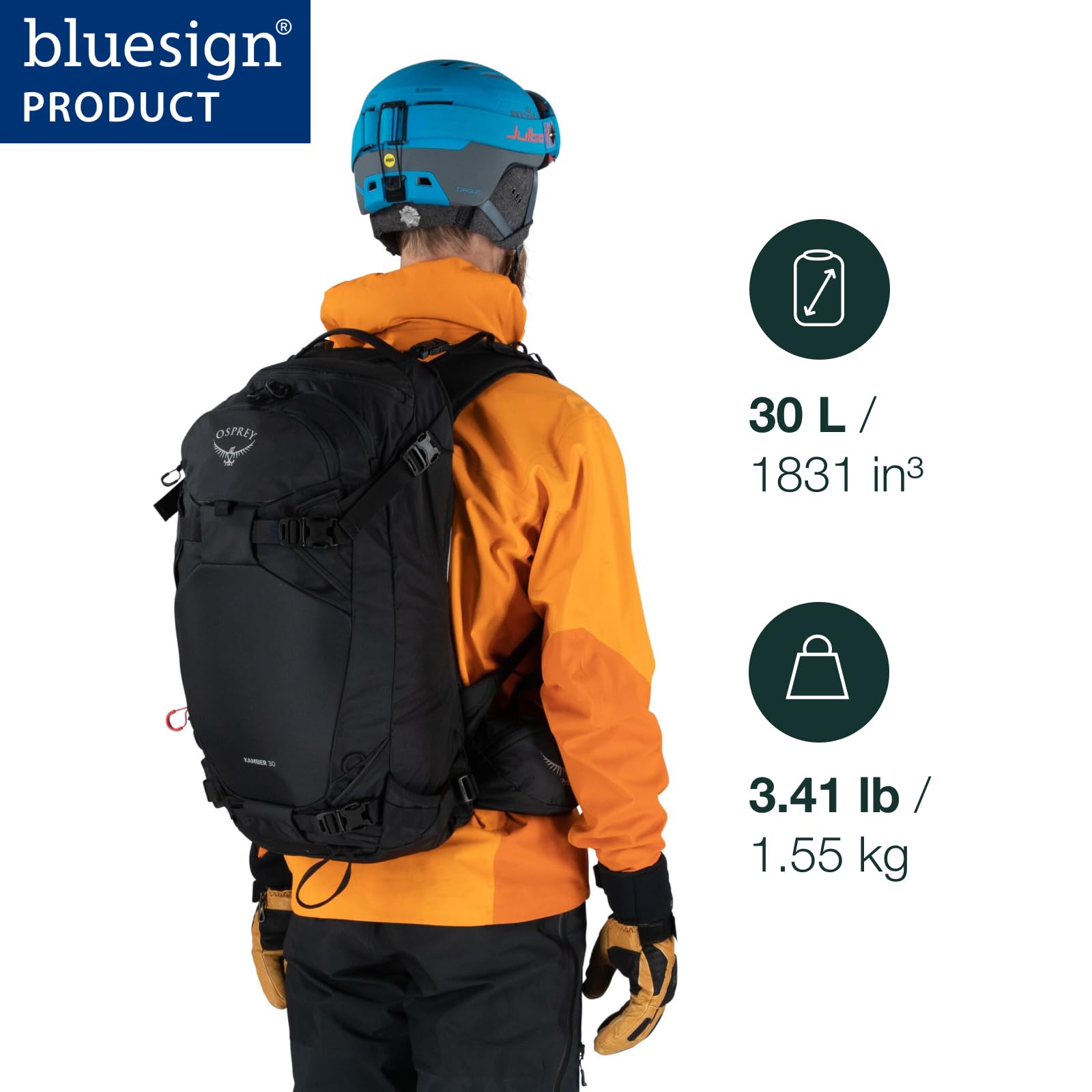 Osprey Kamber 30L Men's Backcountry Ski & Snowboard Backpack - Black | Waterproof Hiking Pack for Winter Sports | Perfect for Skiing, Snowboarding & Mountain Adventures