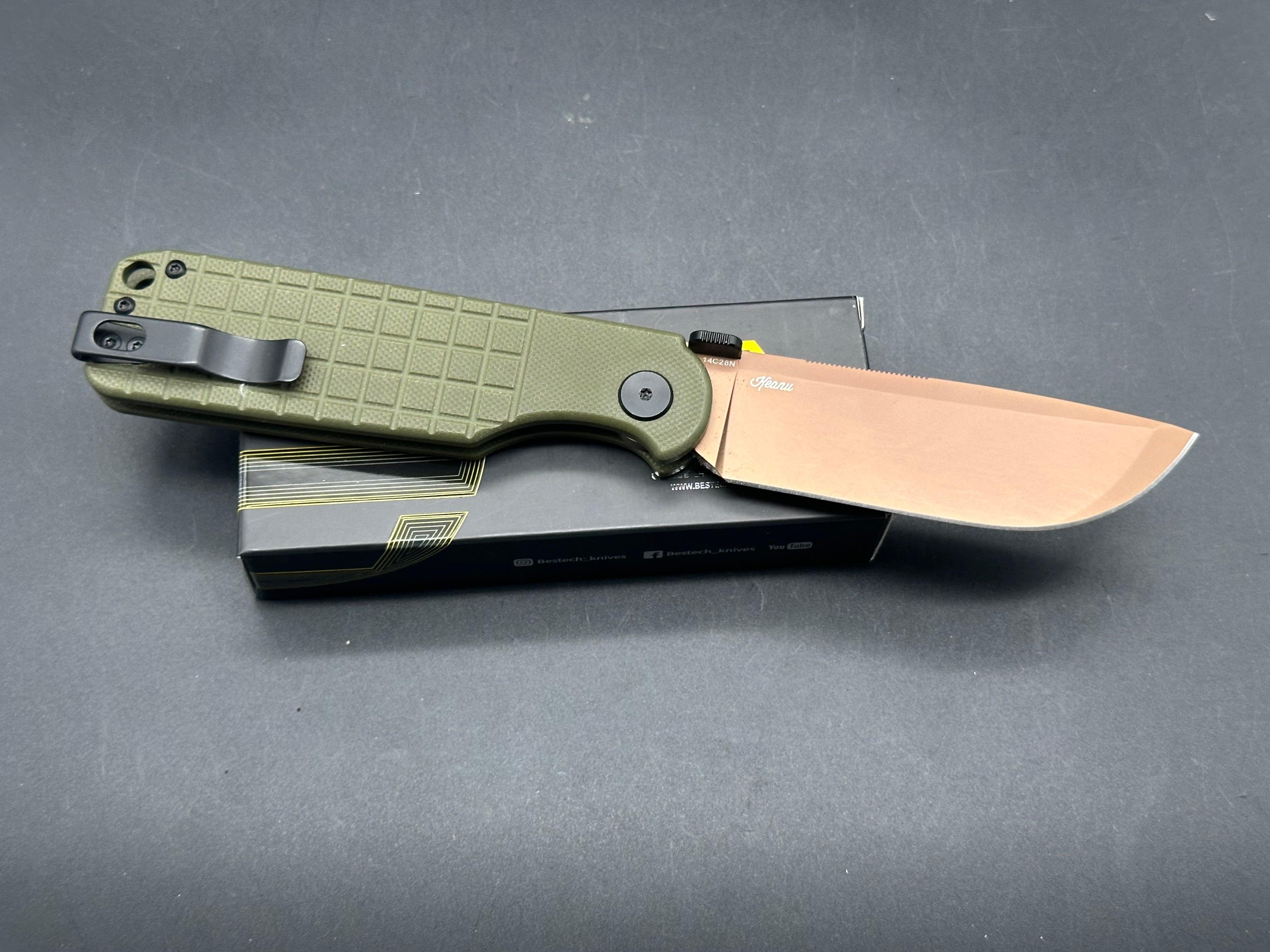 Bestech Glok Green & Copper Folding Knife - Exclusive BHQ Limited Edition - Perfect for EDC, Outdoor Adventures & Collectors