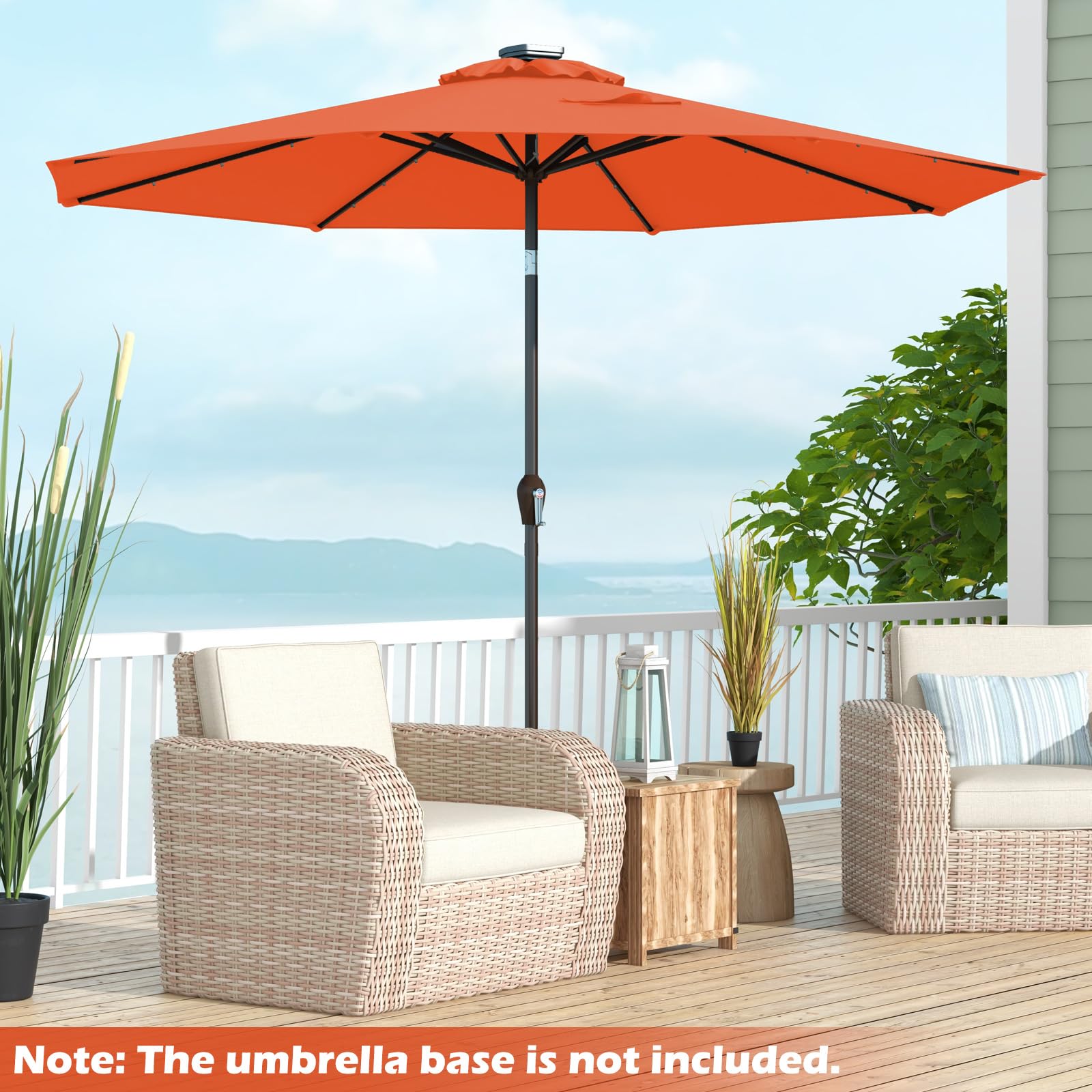Giantex 9ft/10ft Solar LED Patio Umbrella with Crank & Tilt - Waterproof Outdoor Market Umbrella for Backyard, Deck, Pool, Beach - Perfect for Dining, Lounging & Outdoor Entertaining