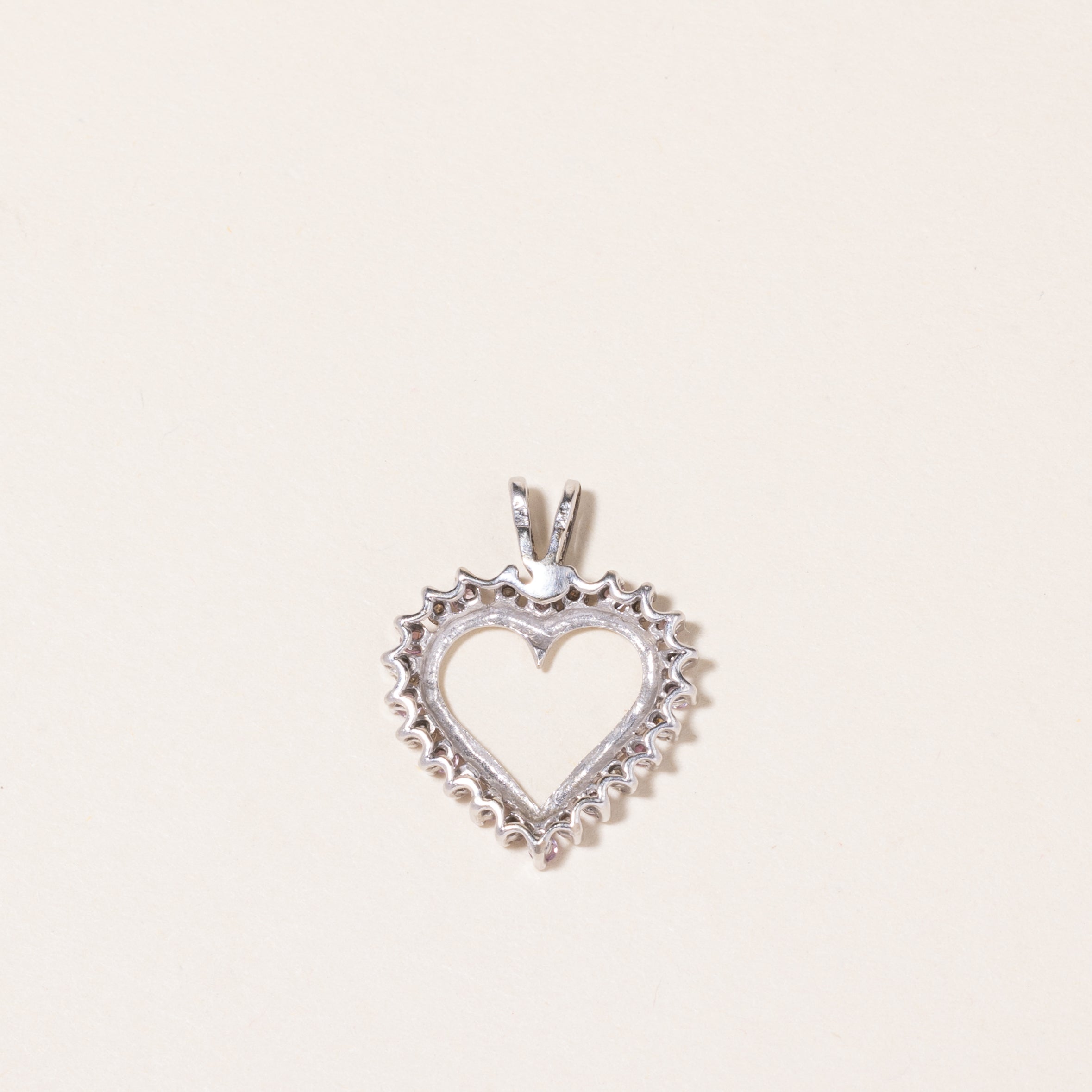 10K White Gold Pink Topaz & Diamond Heart Pendant Necklace | 0.12ct Natural Diamond, 0.12ctw | Valentine's Gift, Anniversary Jewelry, Birthday Present for Her