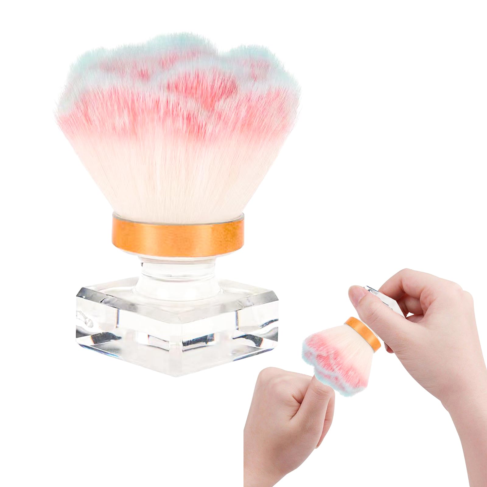 Acrylic Nail Dust Brush - Pink Rose Soft Kabuki for Nail Art & Makeup | Manicure & Powder Removal Tool