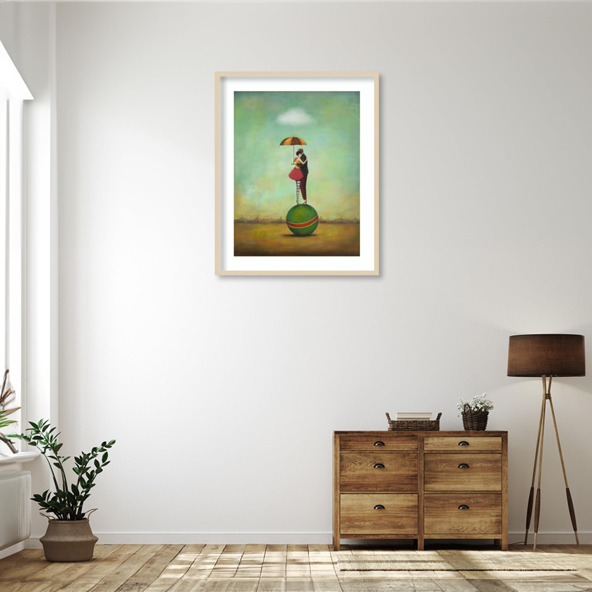 Amanti Art Framed Wall Art Print - 41x33 Circus Romance by Duy Huynh, Whimsical Entertainment Wall Decor, Large Canvas Painting for Living Room, Bedroom, Office | Perfect for Home & Office Decoration