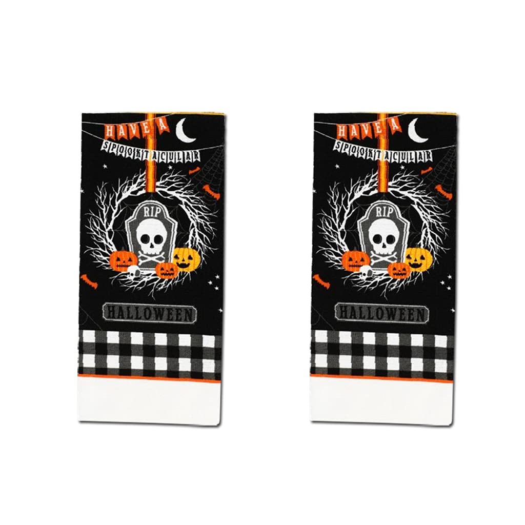 Spooktacular Halloween Hand Towel Set - 2 Pack Kitchen & Bath Towels for Holiday Decor - Perfect for Halloween Party Decorations, Kitchen Linens & Home Decor Gifts