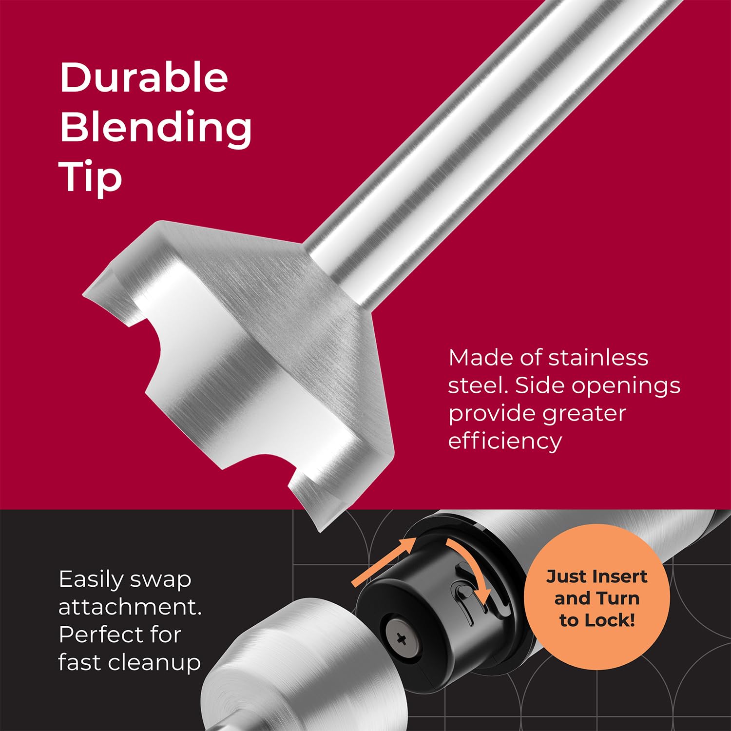 MuellerLiving 8-Speed Stainless Steel Immersion Hand Blender - Powerful 500W Electric Stick Blender with Turbo Mode for Smoothies, Soups, Sauces & Baby Food - Perfect Kitchen Gadget for Cooking, Baking & Meal Prep