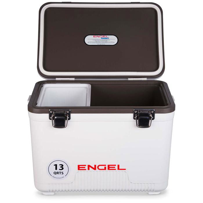 13 Quart Insulated Cooler & Dry Box - Portable White Outdoor Cooler for Camping, Picnics, Beach & Tailgating