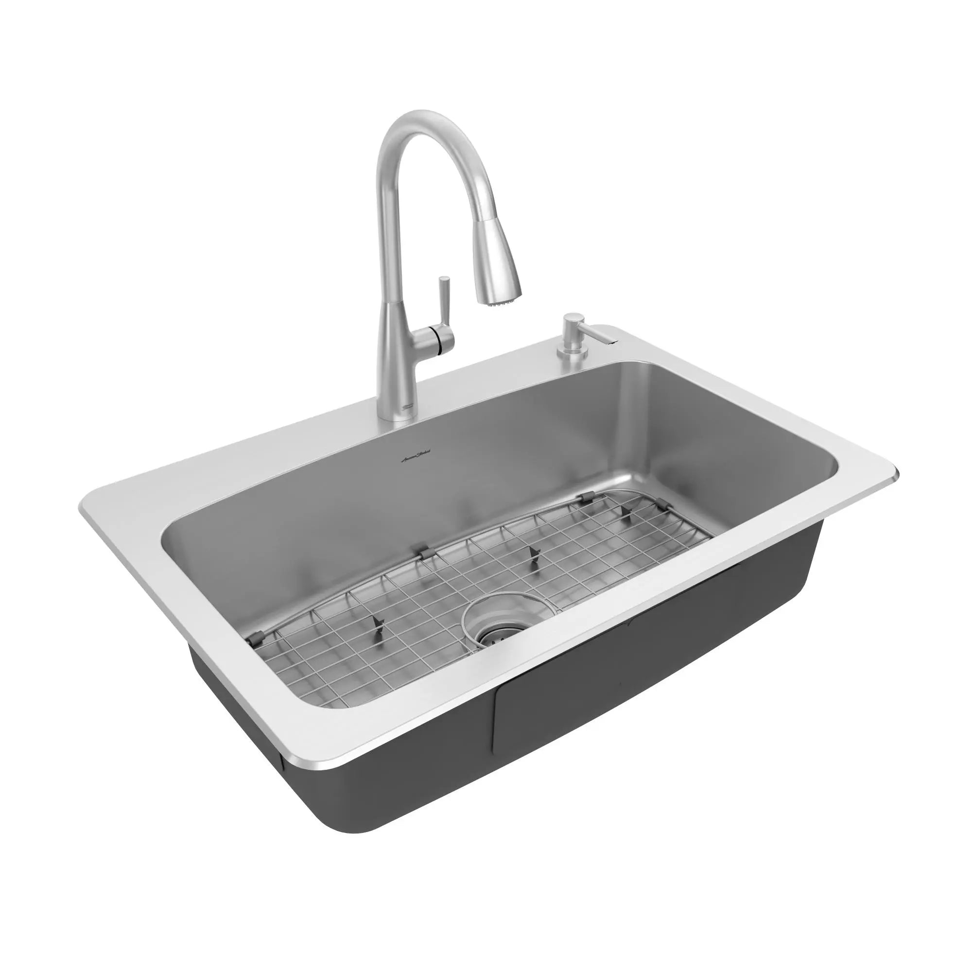 Fairbury® 2S Pull Down Kitchen Faucet with 33 Inch Stainless Steel Single Bowl Sink Combo - Perfect for Modern Home Renovation & DIY Installation