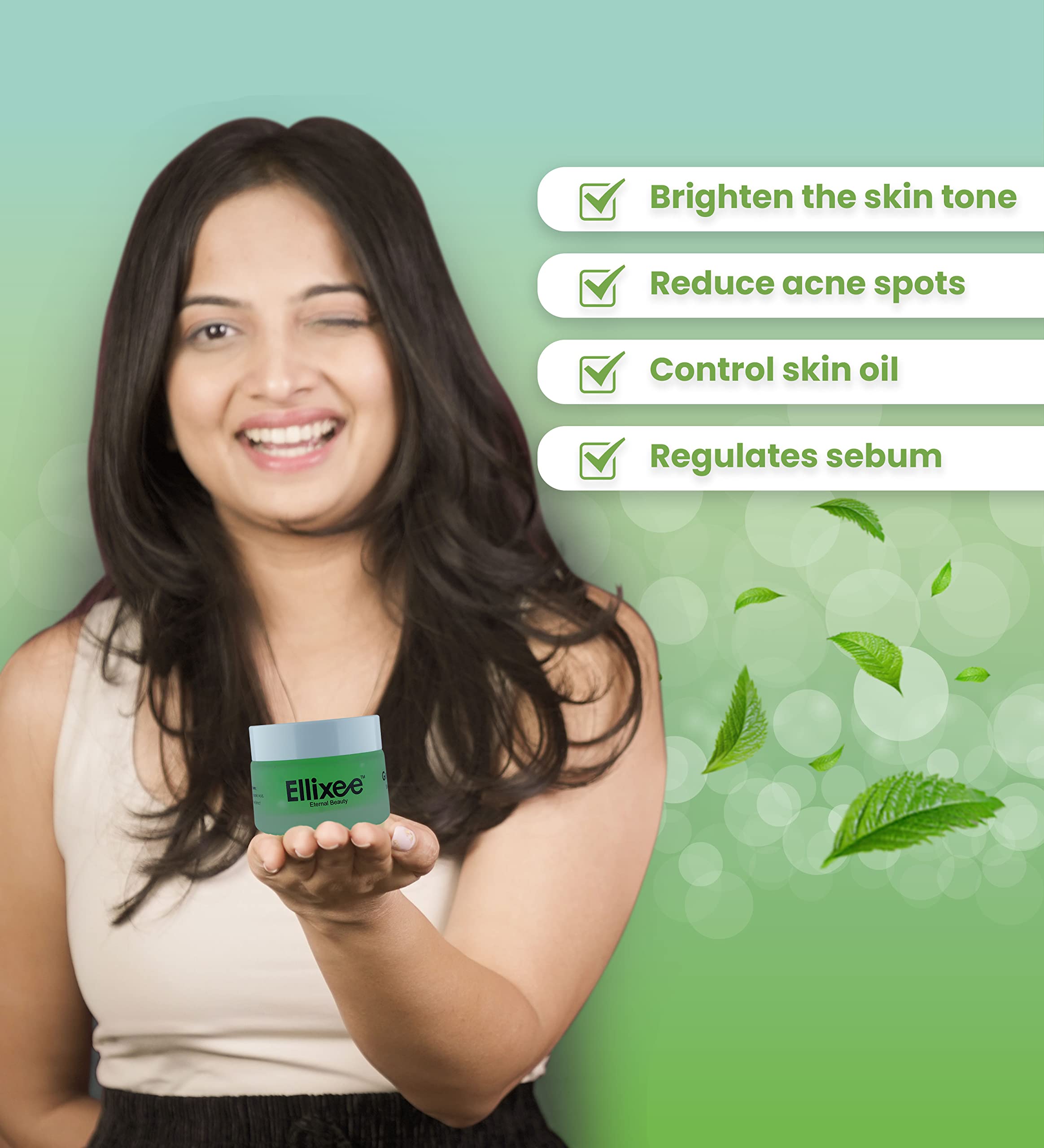 Ellixee Anti Acne Green Tea Sleeping Mask for Oily & Acne-Prone Skin - Overnight Face Mask for Clear Complexion | Perfect for Nighttime Skincare Routine & Post-Workout Recovery
