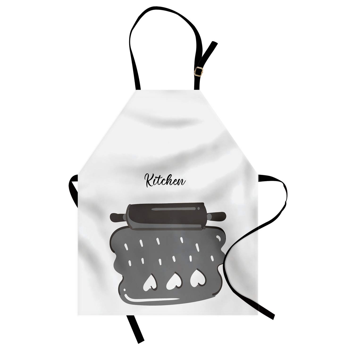 Ambesonne Personalized Chef Apron for Baking & Cooking - Cartoon Love Theme with Colorful Rolling Pin Dough Design - Adjustable Neck Unisex Kitchen Bib for Adults - Perfect for Home Cooks, Bakers & Culinary Enthusiasts - Taupe Grey