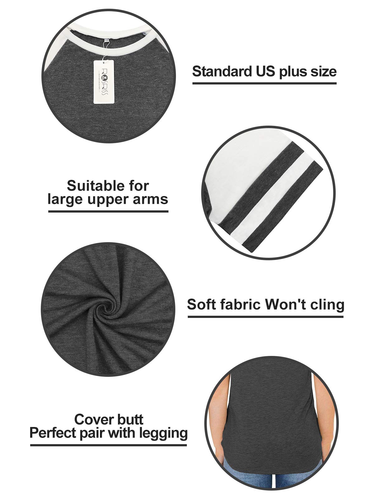 ROSRISS Women's Plus-Size Summer Casual Short Sleeve T-Shirts - Loose Fit Tunic Tops for Everyday Wear | Perfect for Beach, Shopping & Relaxing Outfits