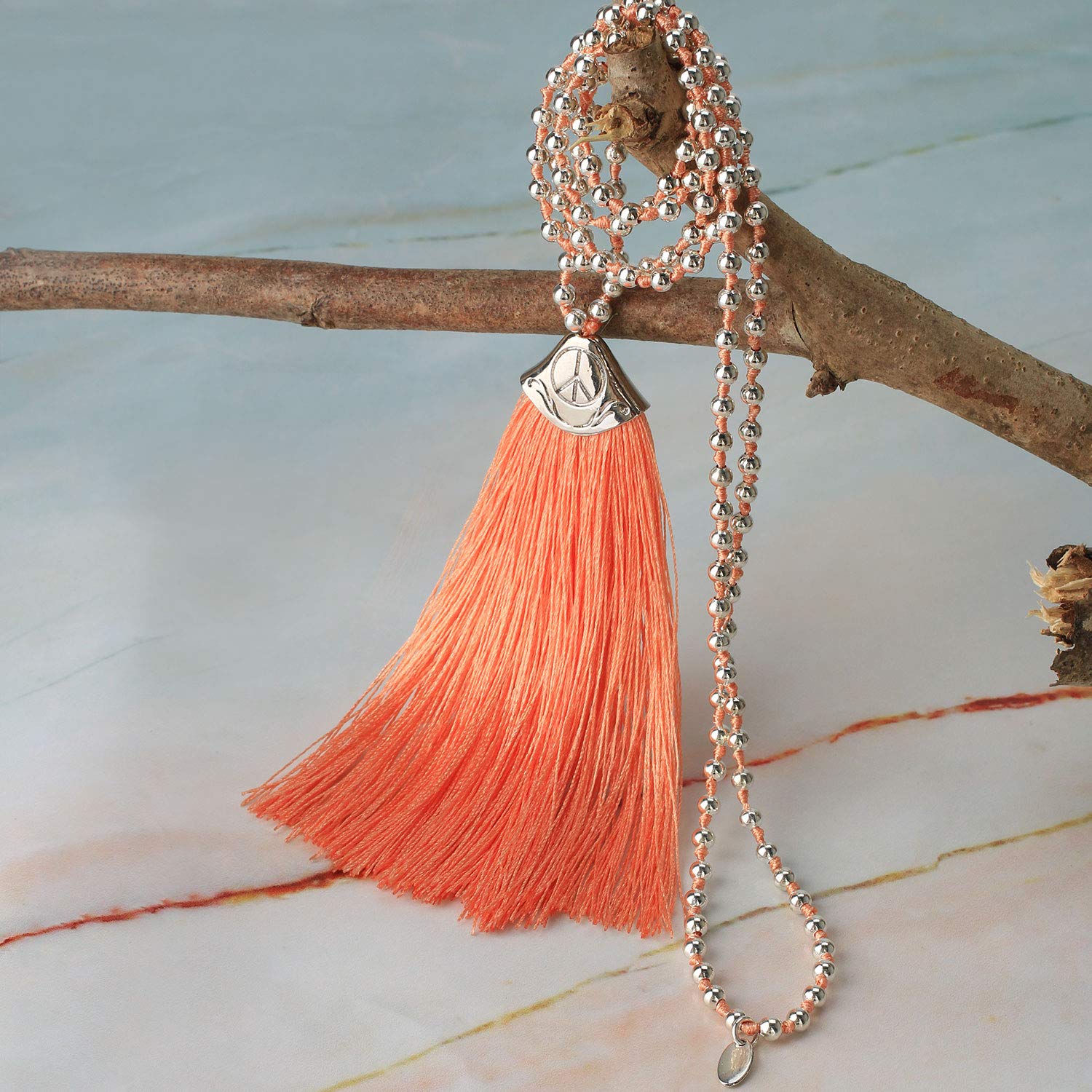 KELITCH Bohemian Tassel Necklace for Women - 925 Sterling Silver Beaded Necklace - Perfect for Festivals, Beach Parties & Boho Chic Outfits