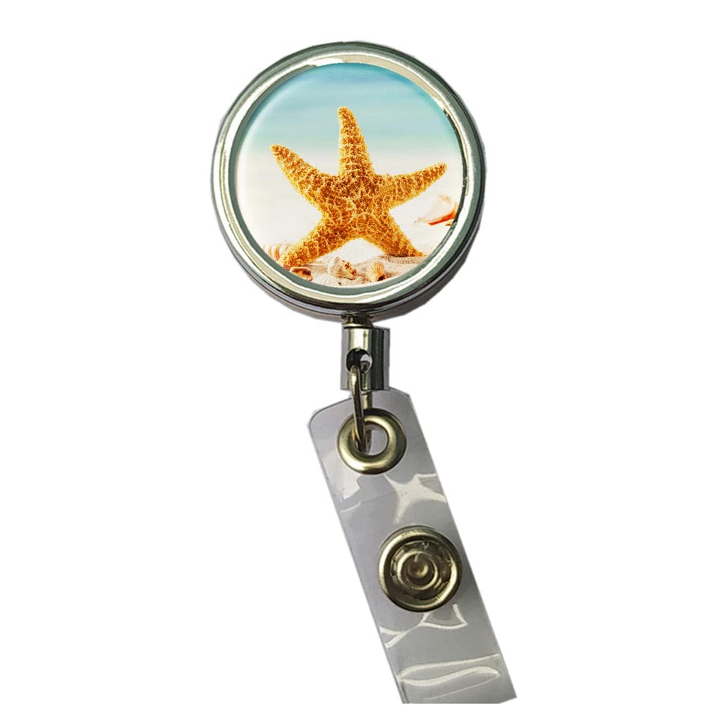 BlackKey Starfish Retractable ID Card Badge Holder Reel with Lanyard & Belt Clip -2191 | Secure & Convenient for Work, Events, Conventions & Office Use