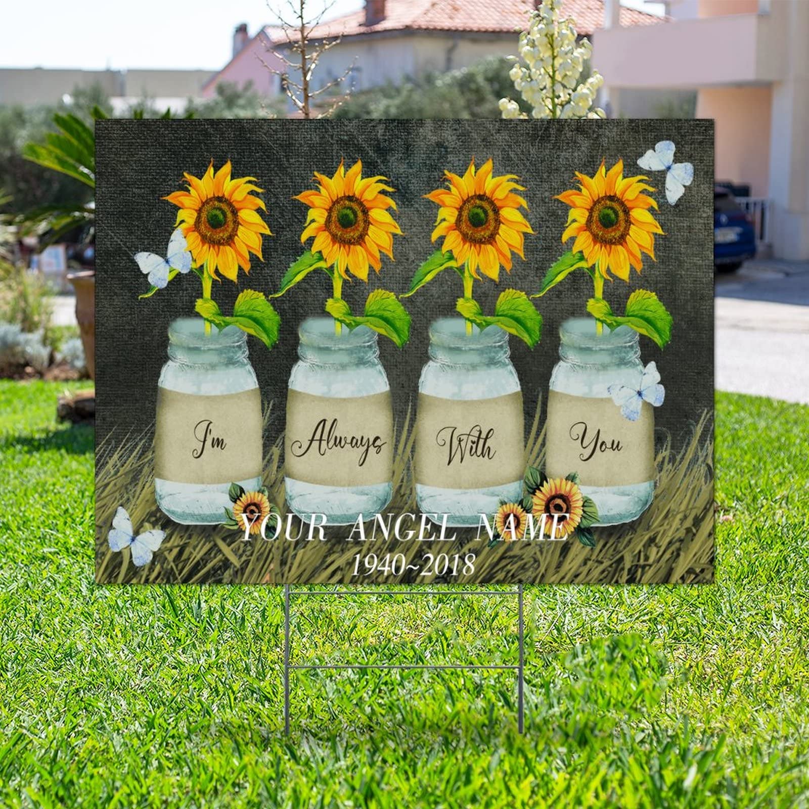 Sunflower Yard Signs - Double Sided Weatherproof 18x24in for Garden & Lawn Decor