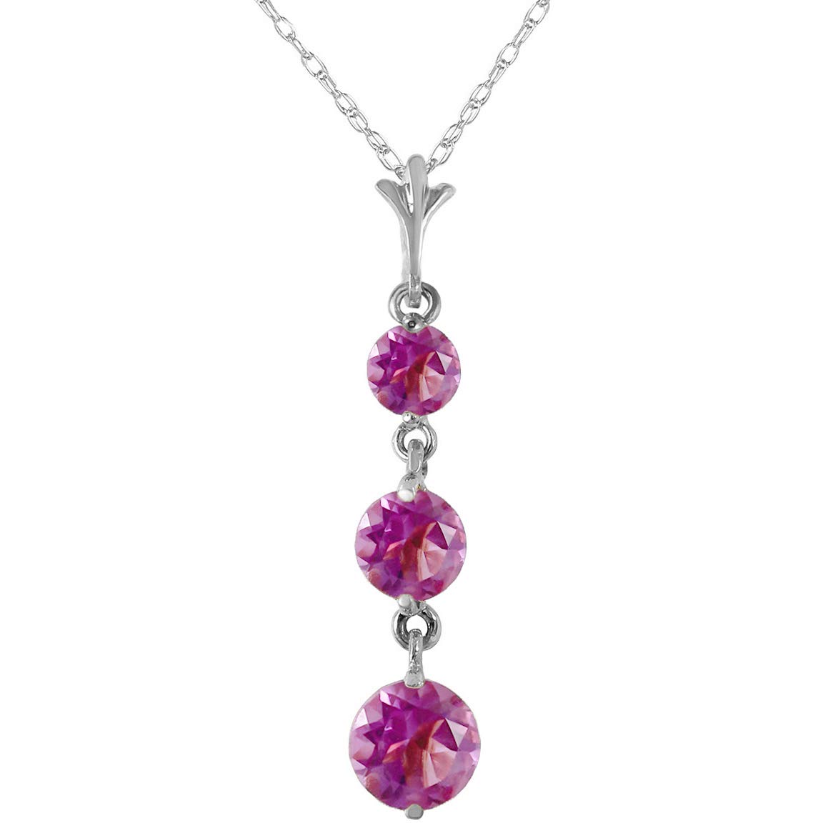 GG 14K Yellow, White & Rose Gold Natural Purple Amethyst Drop Pendant Necklace for Women - Elegant Jewelry Gift for Birthday, Anniversary & Special Occasions