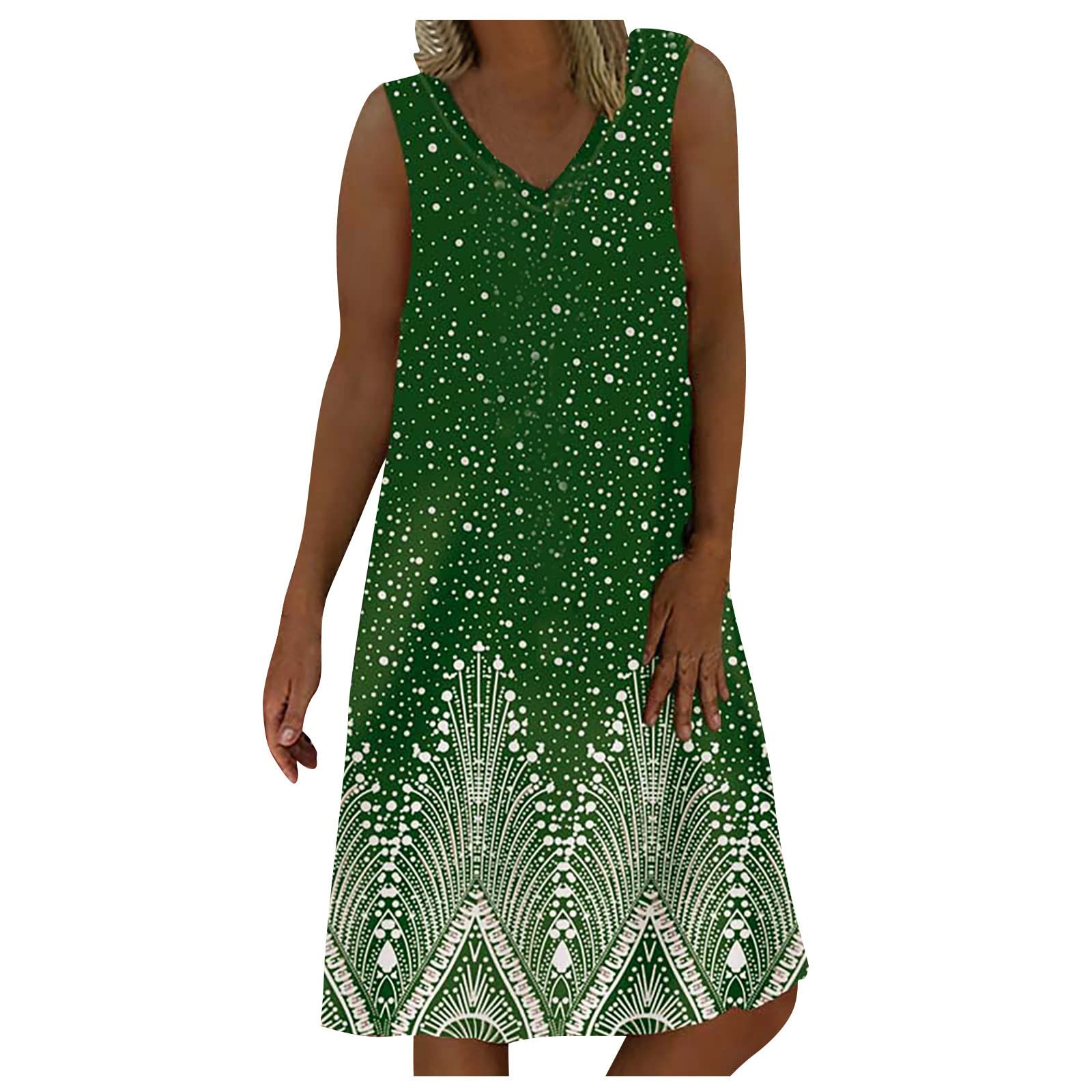 Women's Summer Sundress - Sexy Sleeveless Floral Print V-Neck Tiered Tank Dress with Covered Buttons | Casual Beach Wear, Vacation Outfit & Summer Party Dress