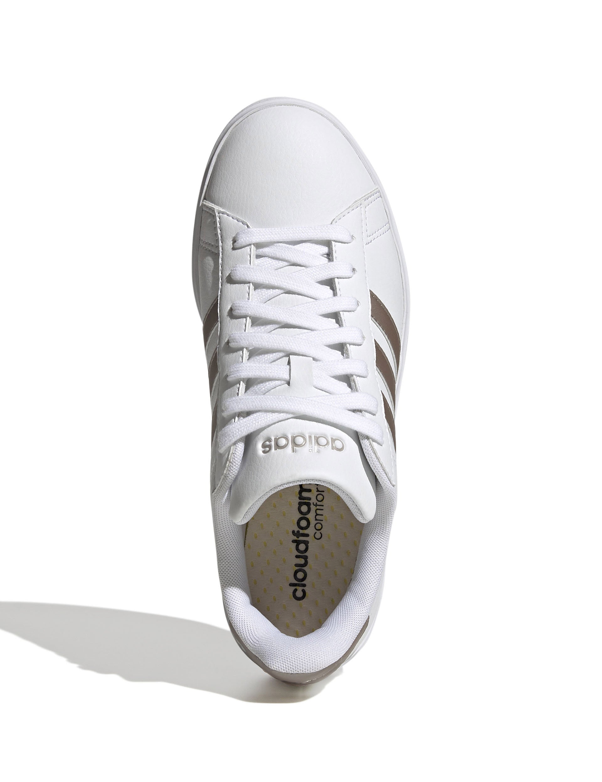 Adidas Grand Court 2.0 Sneakers - Cloud White/Platinum Metallic - Comfortable Tennis Shoes for Men & Women | Perfect for Casual Wear, Gym Workouts & Everyday Fashion